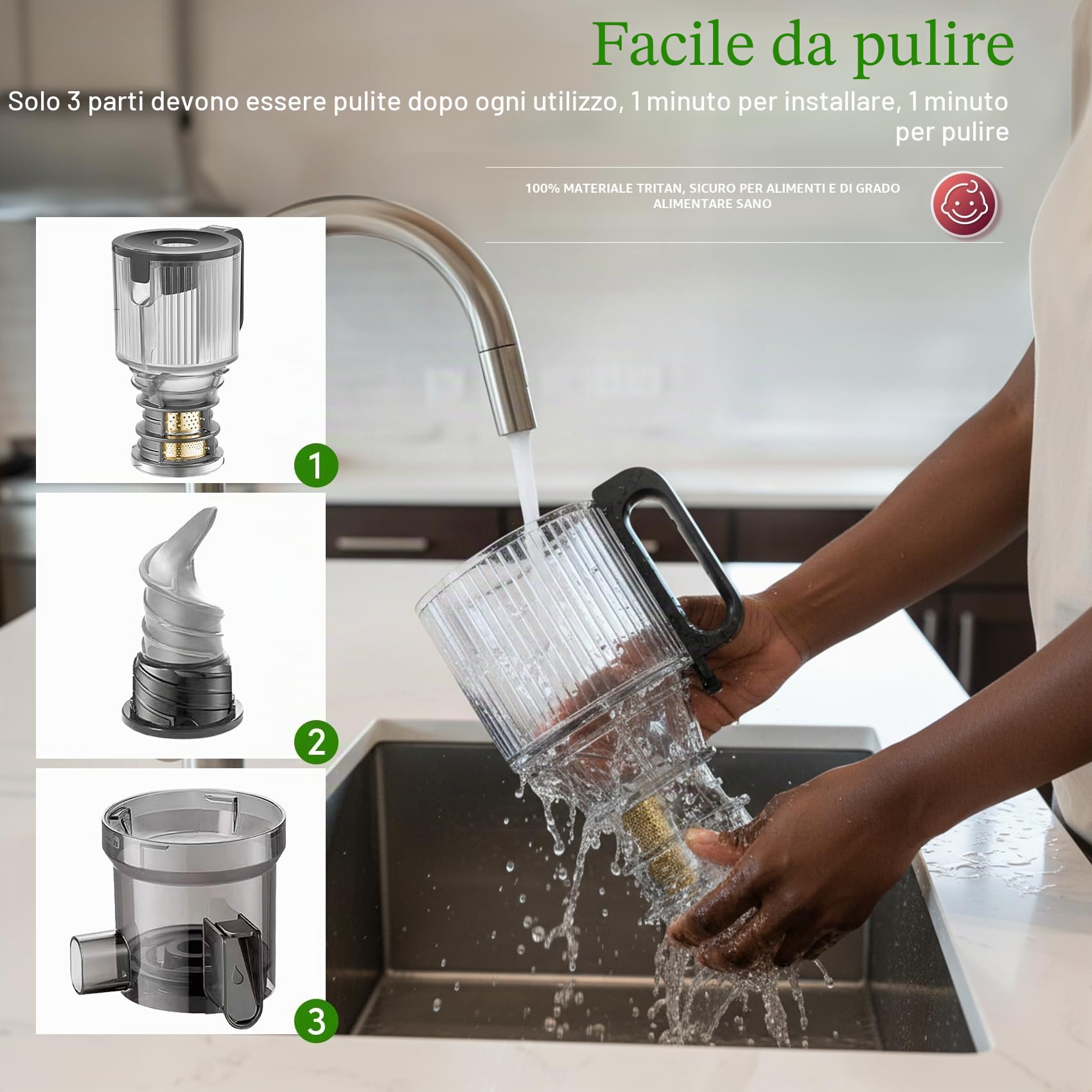 Anybear Estrattore frutta e verdura a Freddo con tramoggia larga 124 mm | Estrattore di succo 350W con Doppia Tecnologia di Spremitura Lenta per frutta e verdura intera | Tritan Senza BPA (Grigio)