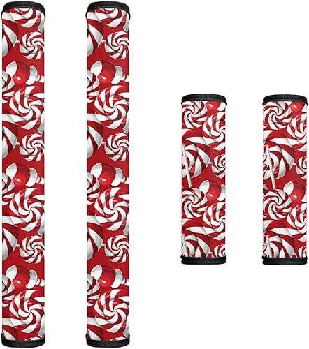 Miniatura 6 de Juego de 4 fundas antideslizantes para manijas de microondas, lavables a máquina, diseño de flores de flor de pascua, decoración de cocina navideña,