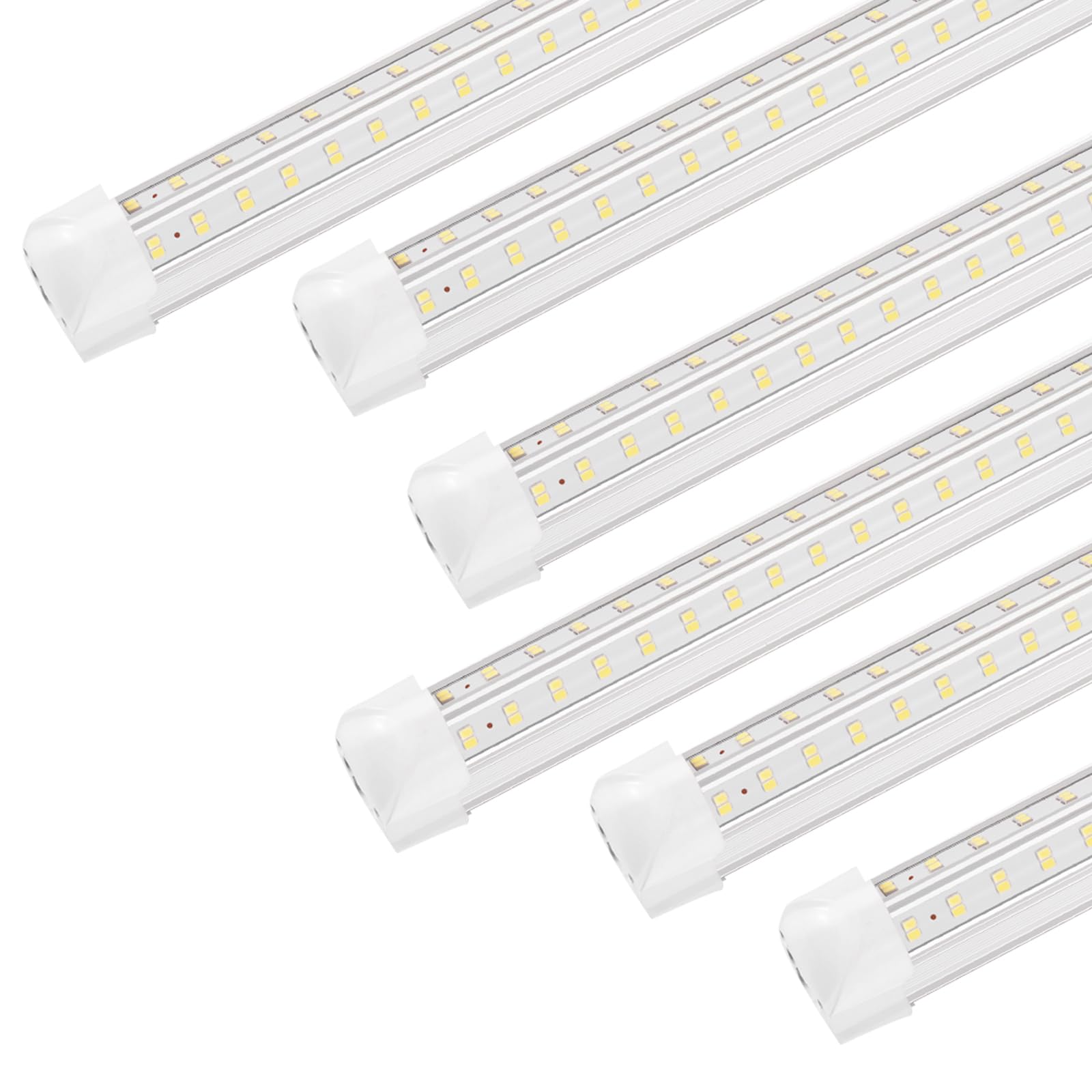 Photo 1 of ***MISSING HARDWARE*** XLNYUUI Led Shop Lights,4FT LED Light 50W 6000K 7000LM Led Daylight,Garage Light,Linkable Clear Cover Integrated V-Shape for Garage Warehouse Workbench Workshop(6-Pack)