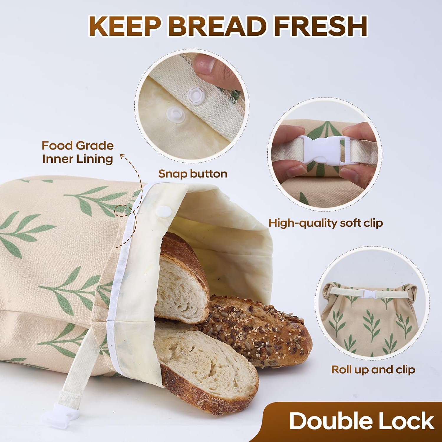 Reusable Beeswax Bread Bag for Homemade Bread & Sourdough Bread Storage – Waxed Bread Bags, Organic Beeswax Cotton Bag Preservation Storage to Keep Fresh – XL, L, M Set of 3