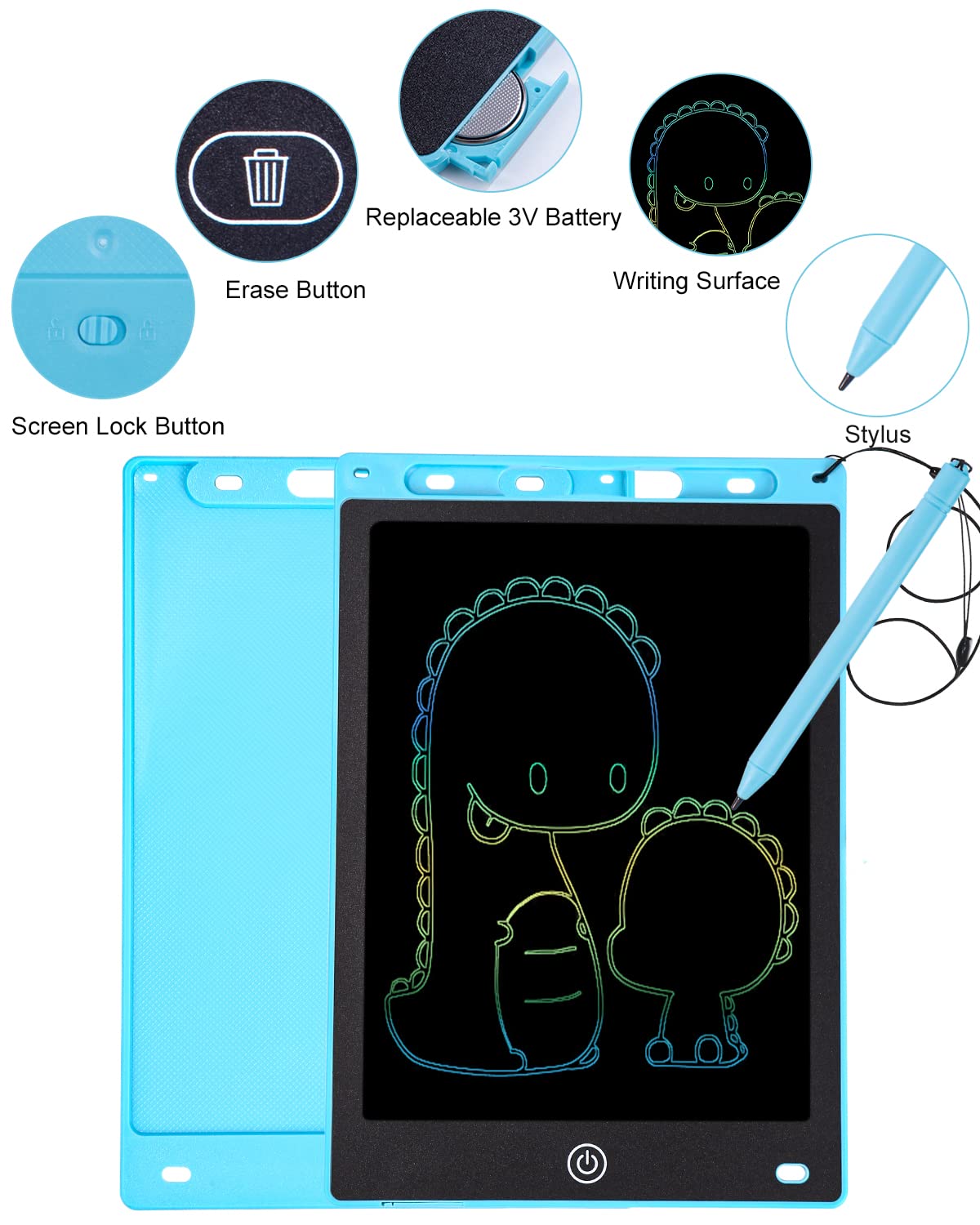 2 piezas Tableta de Escritura LCD para Niños, 10 Pulgadas Tablero de Dibujo LCD Tableta Gráfica con Lápiz, Pantalla Colorida Borrable Reutilizable Juguete Educativo para Niñas Niños de 3+ Años - 4