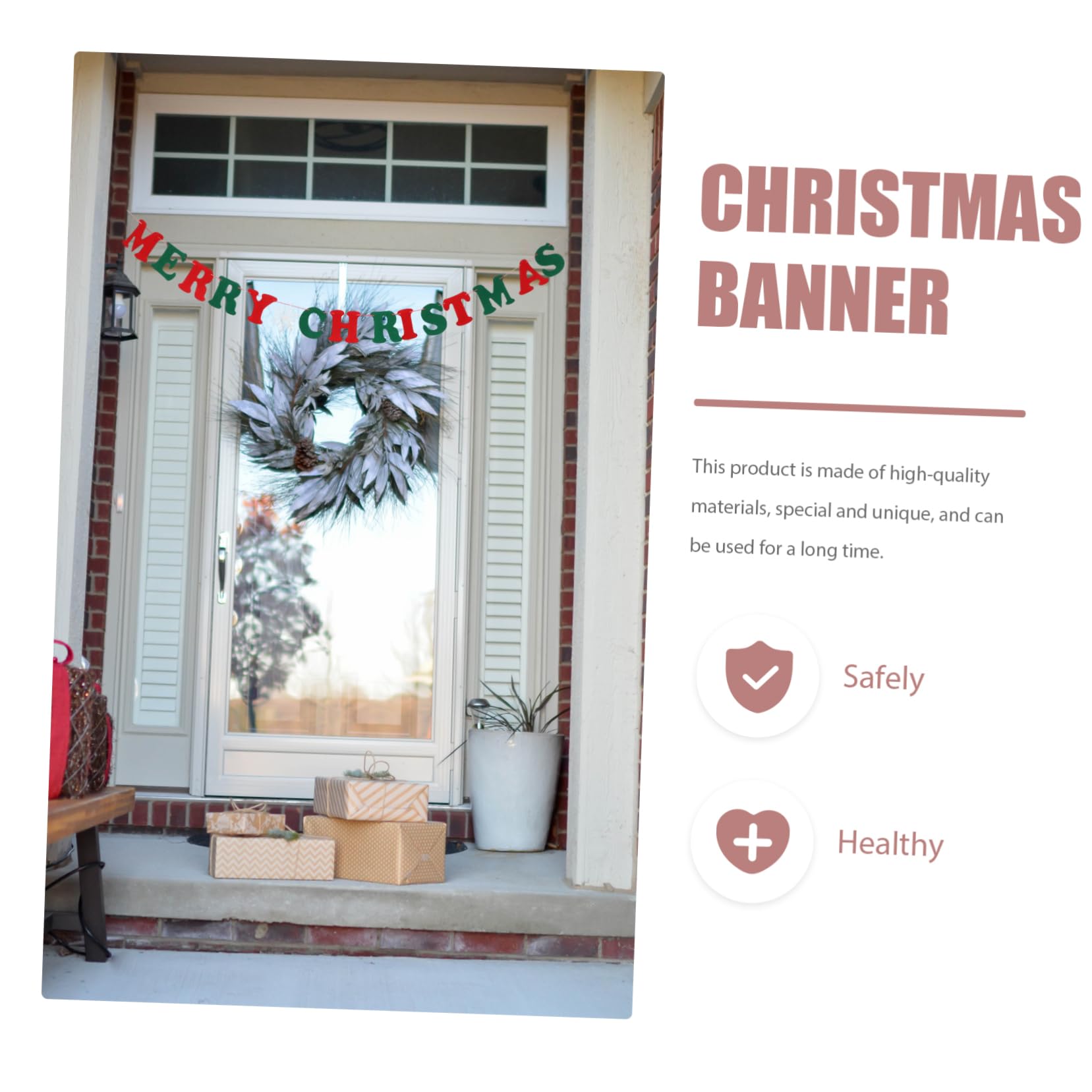 ibasenice 9pezzi Striscione Decorativo Di Natale Feltro Di Bandiere Con Lettere e Motivi Festivi Per Decorazioni Natalizie Casa Giardino e Feste Tema
