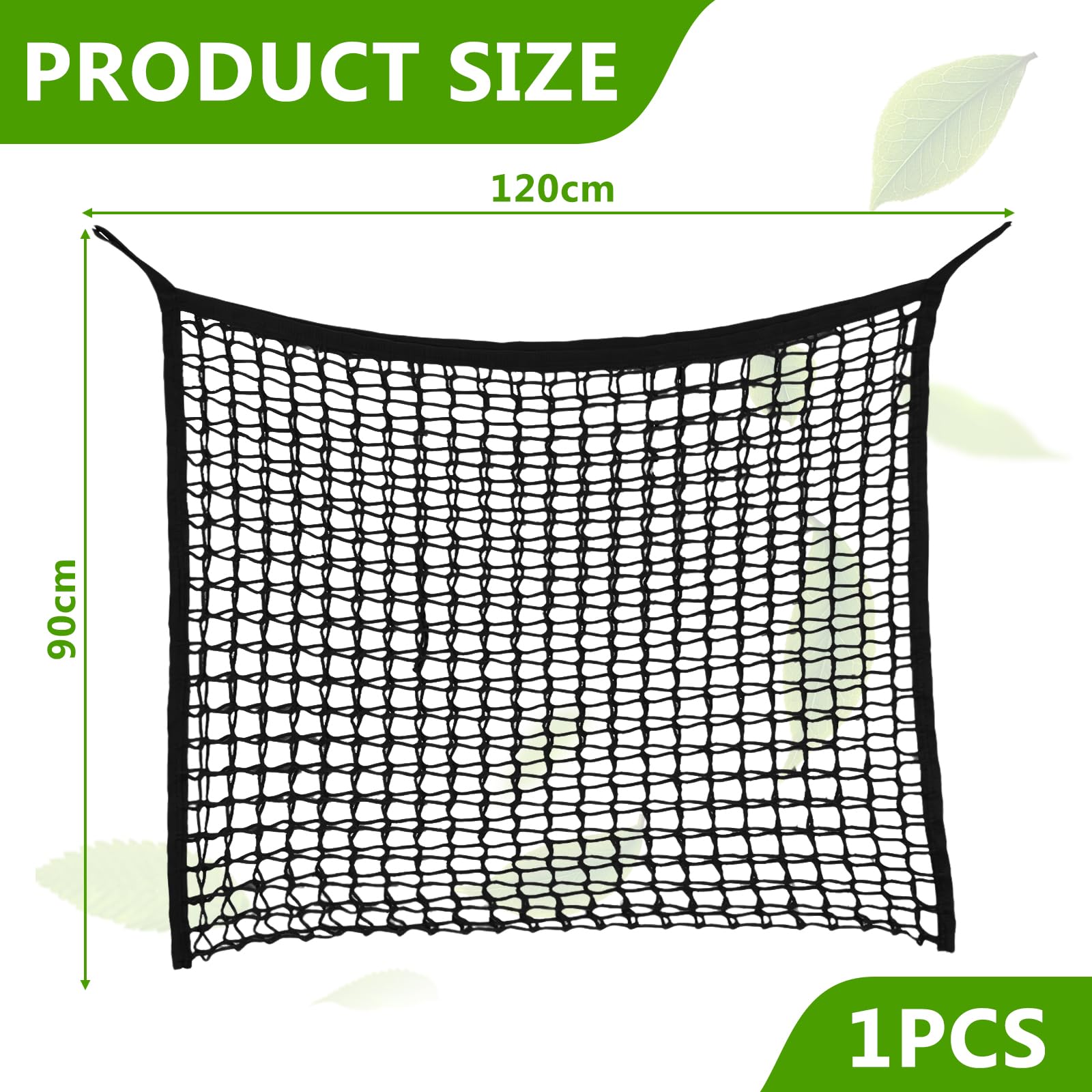 Red de heno para caballos: 120 x 90 cm, red de heno, tamaño 3 x 3 cm, red de alimentación para 8,5 kg de heno, bolsa de heno, bolsa de heno, saco de heno, tiempo de alimentación puede