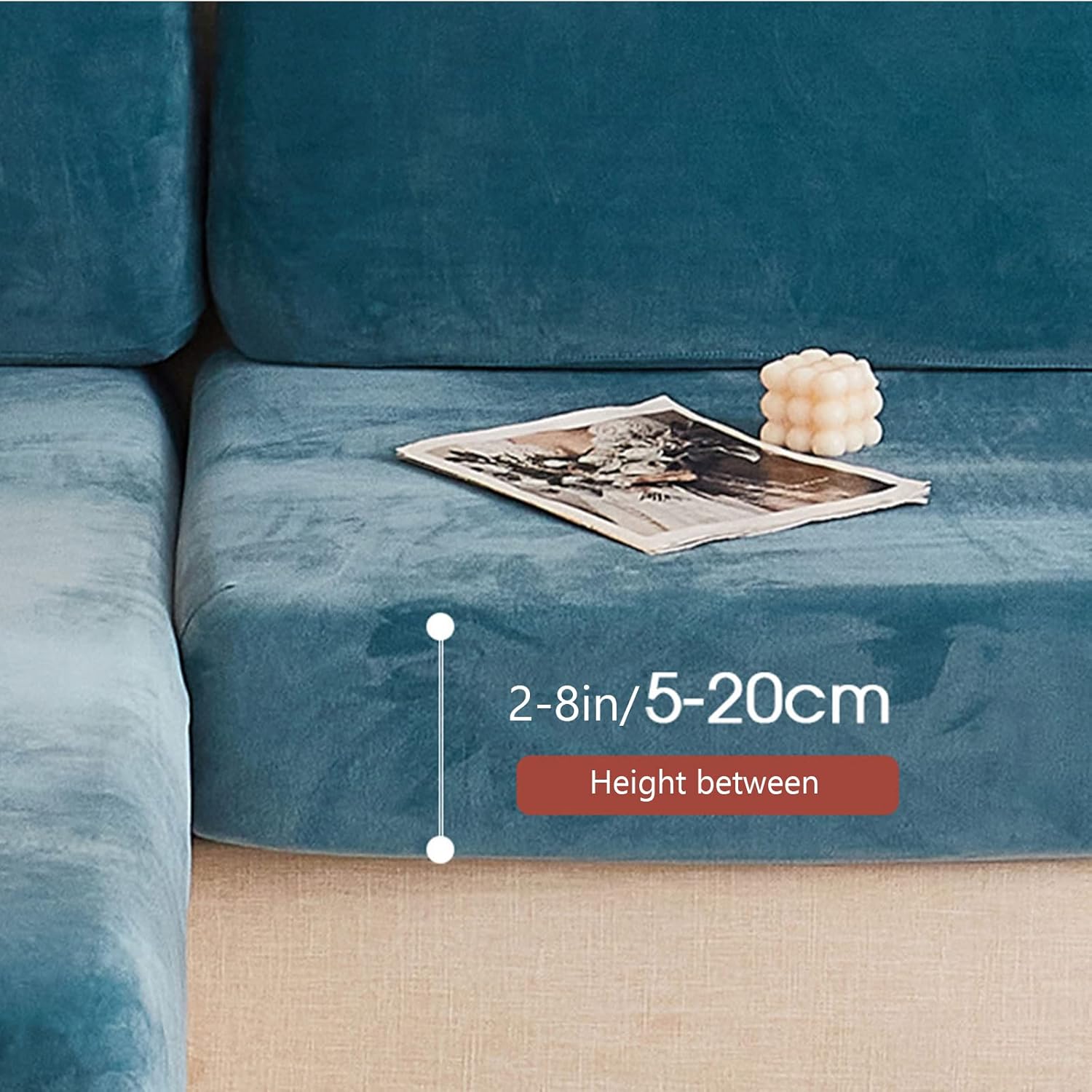 Velvet Cushion Cover for L-Shaped Sofa Cover with Chaise Longue 1 2 3 Seat Cushion Slipcover Furniture Protector Couch Cushion Covers (Green Loveseat(2pcs))