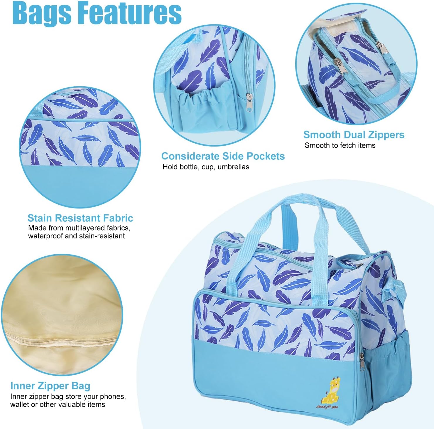 Baby Diaper Bag Set, Large Baby Doll Diaper Backpack with Changing Pad & Pacifier Case, Travel Girl/Boy Tote Bags