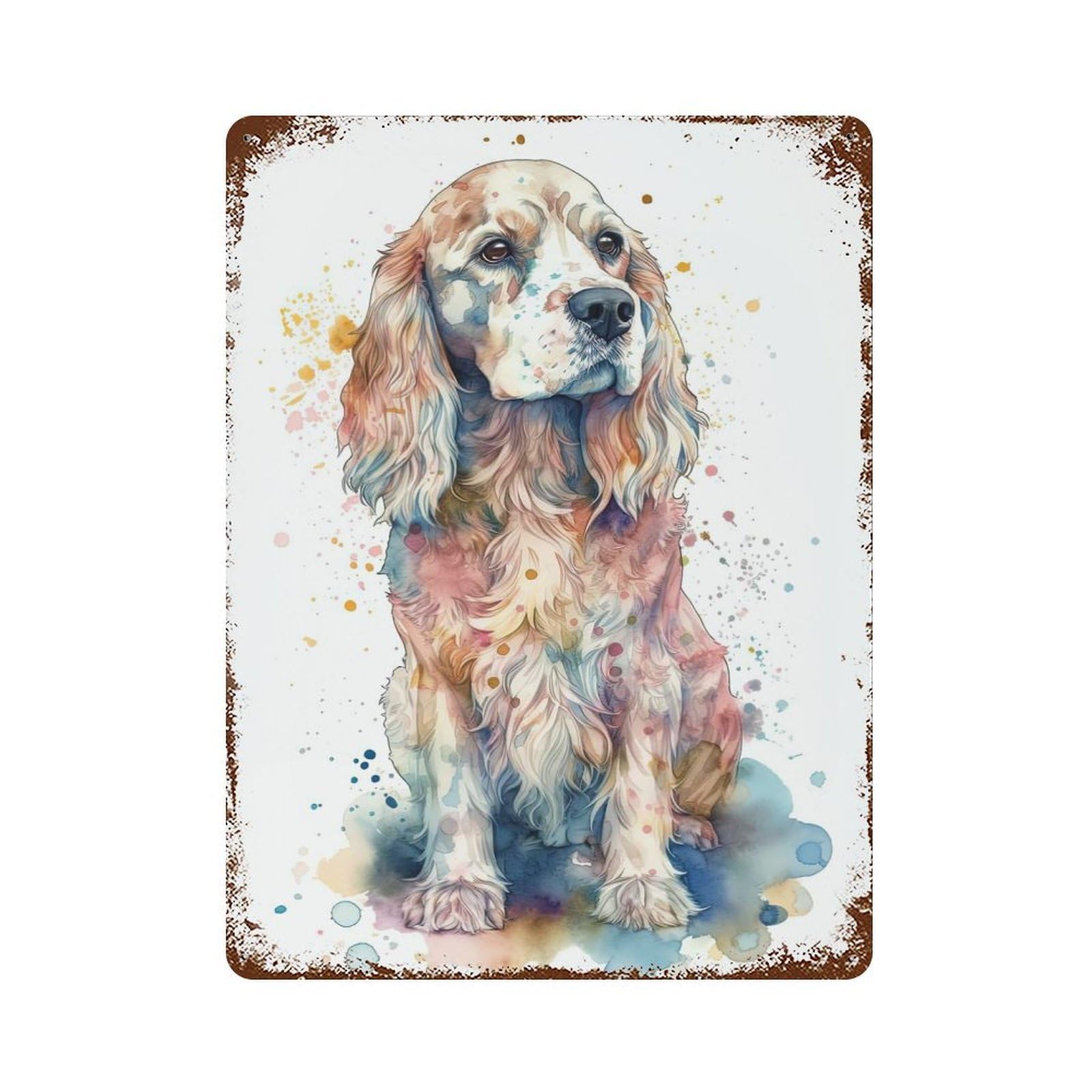 English Cocker Spaniel Retro Metal Sign 15.7"x11.8", Shabby Chic Decor for Garage, Pub Or Kitchen