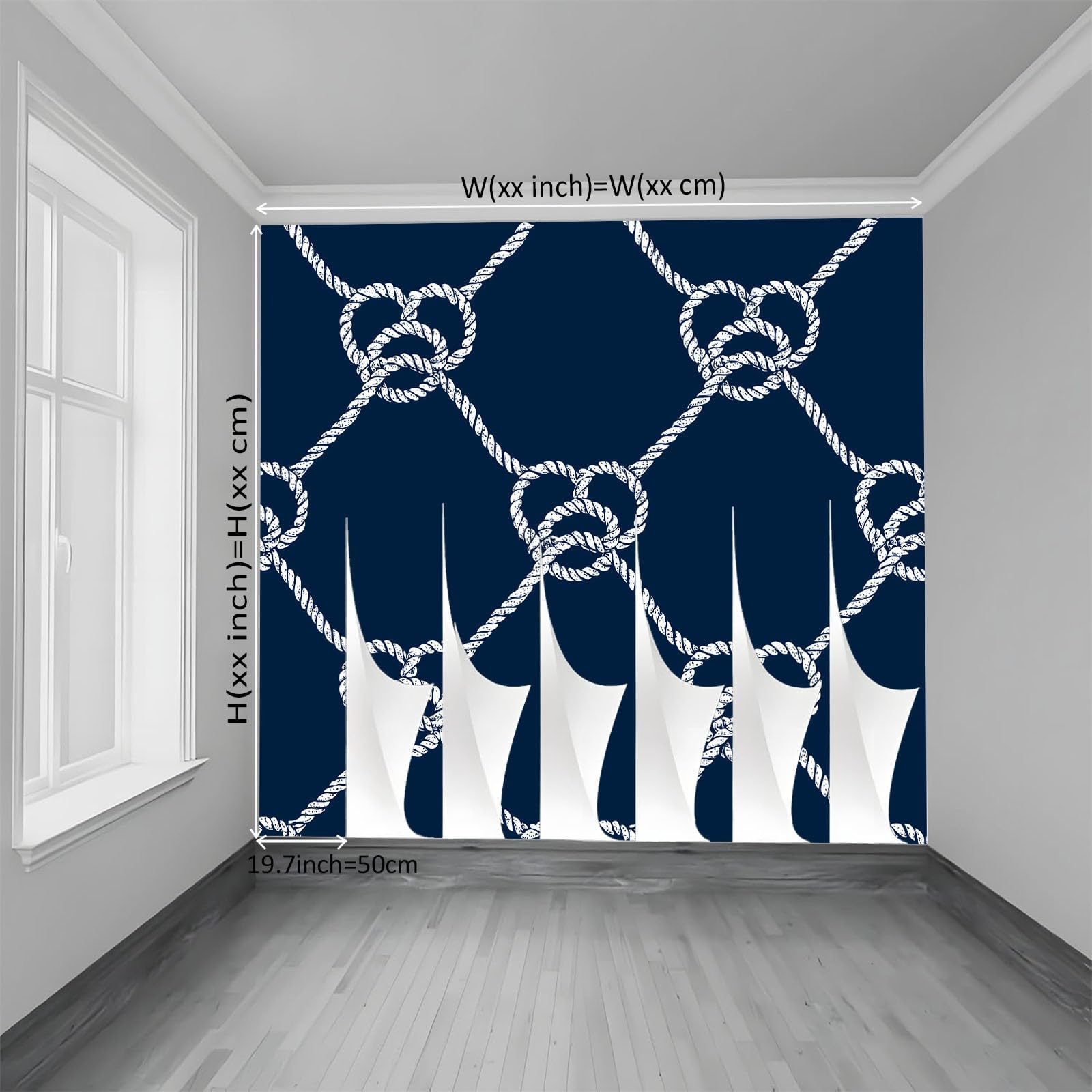 Walentynki wiązana lina w kształcie serca fototapeta dla chłopców i dziewcząt mural dekoracyjny plakat, 200 x 140 cm, fototapeta mural do pokoju dziecięcego, wysokiej jakości mural efekt 3D, granatowa