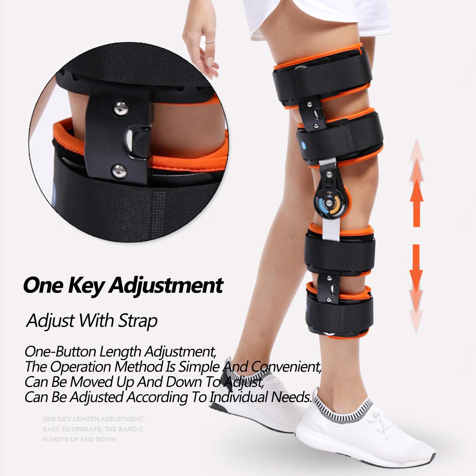 Rodillera ROM articulada Inmovilizador de Pierna Ajustable inmovilizador de Rodilla con estabilizadores de piernas Laterales postoperatorio Soporte para Las Rodillas por Alivio del Dolor