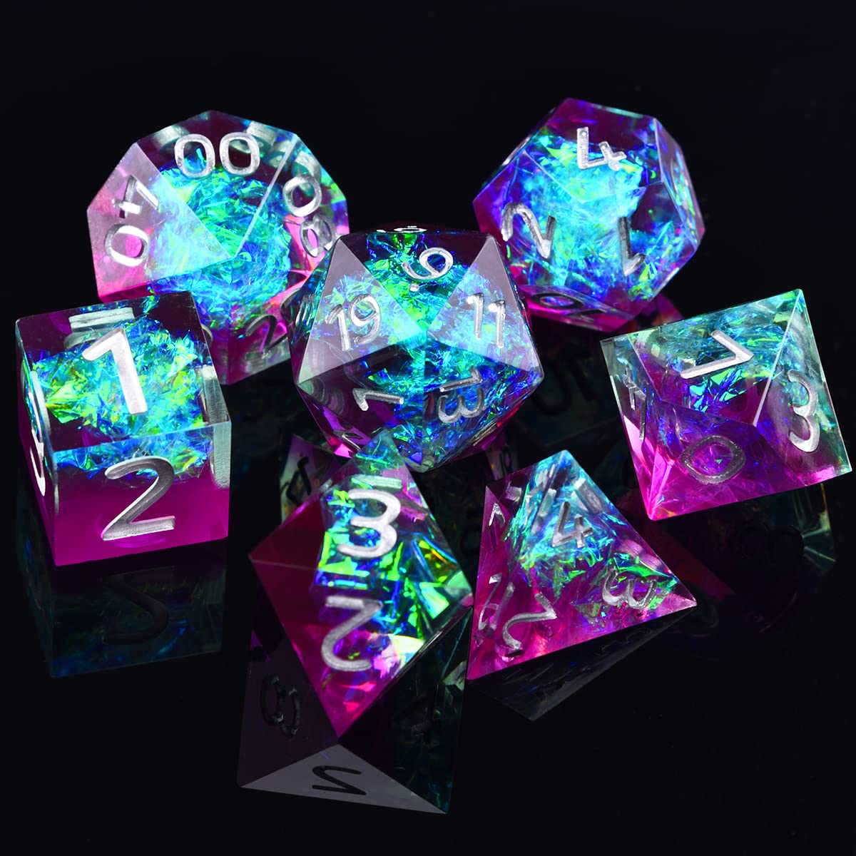 Würfelharz Polyedrale Schillern Dazzle Dice Set Für Tischspiele Rpg Dice Set/Purple Blue