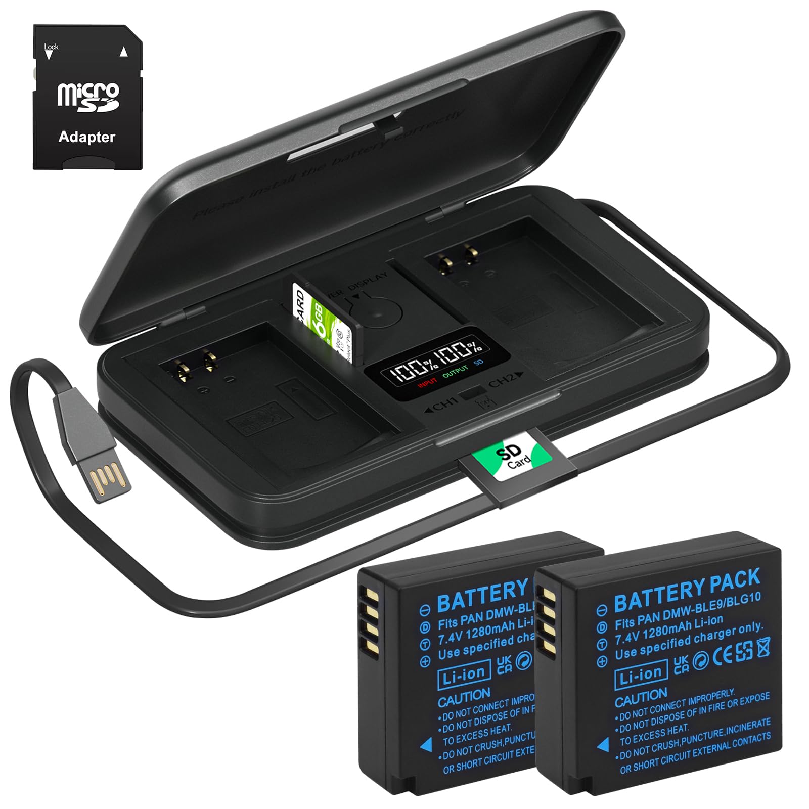 Batteria Ricambio Lumix Batteria Ricambio Newmowa Per Panasonic DMW-BLE9 - 2 Pezzi Con Caricatore USB LCD Batteria Fotocamera Panasonic