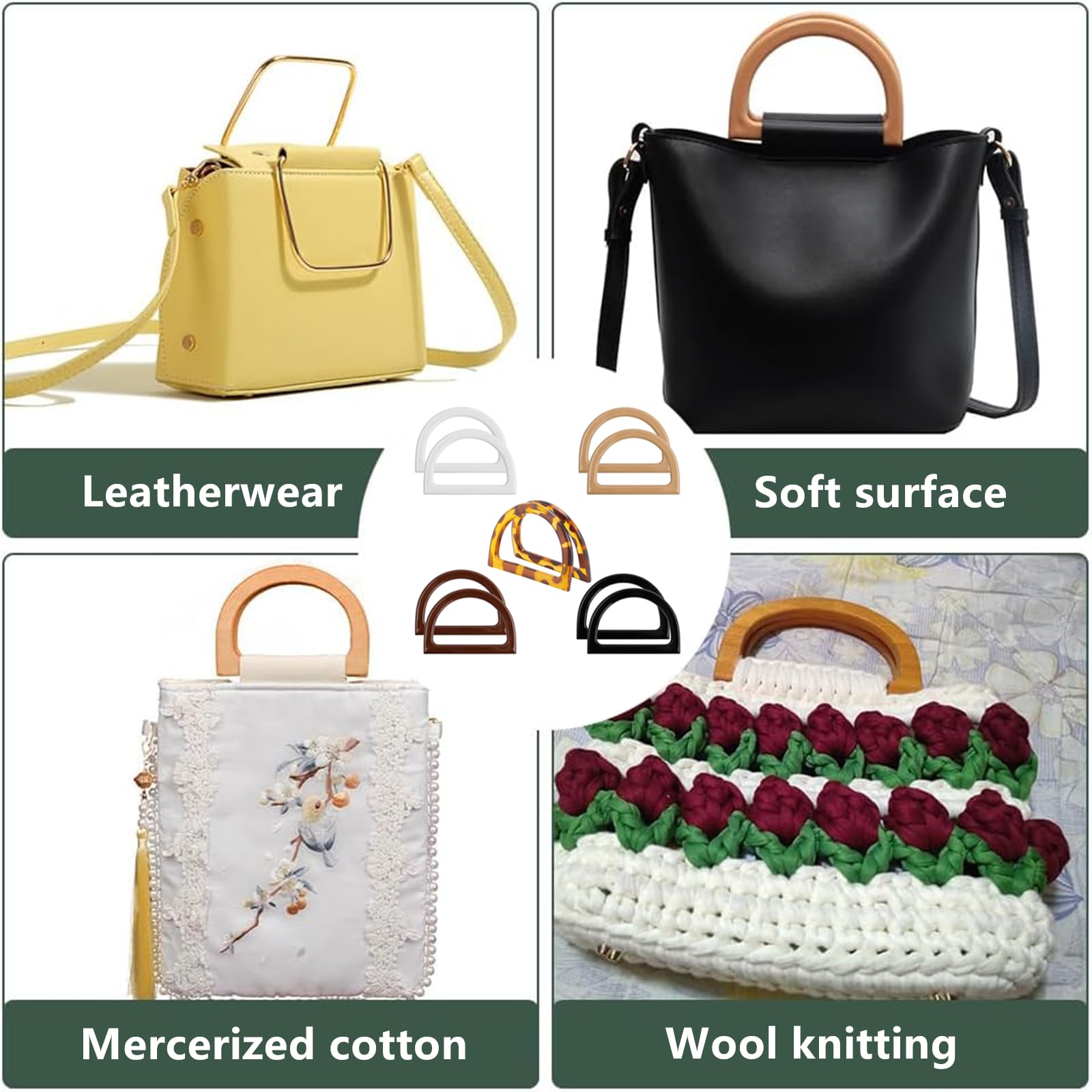 Niaciswe Poignée Sac à Main 10 Pièces Anses De Sac En Forme De D Remplacement Anses