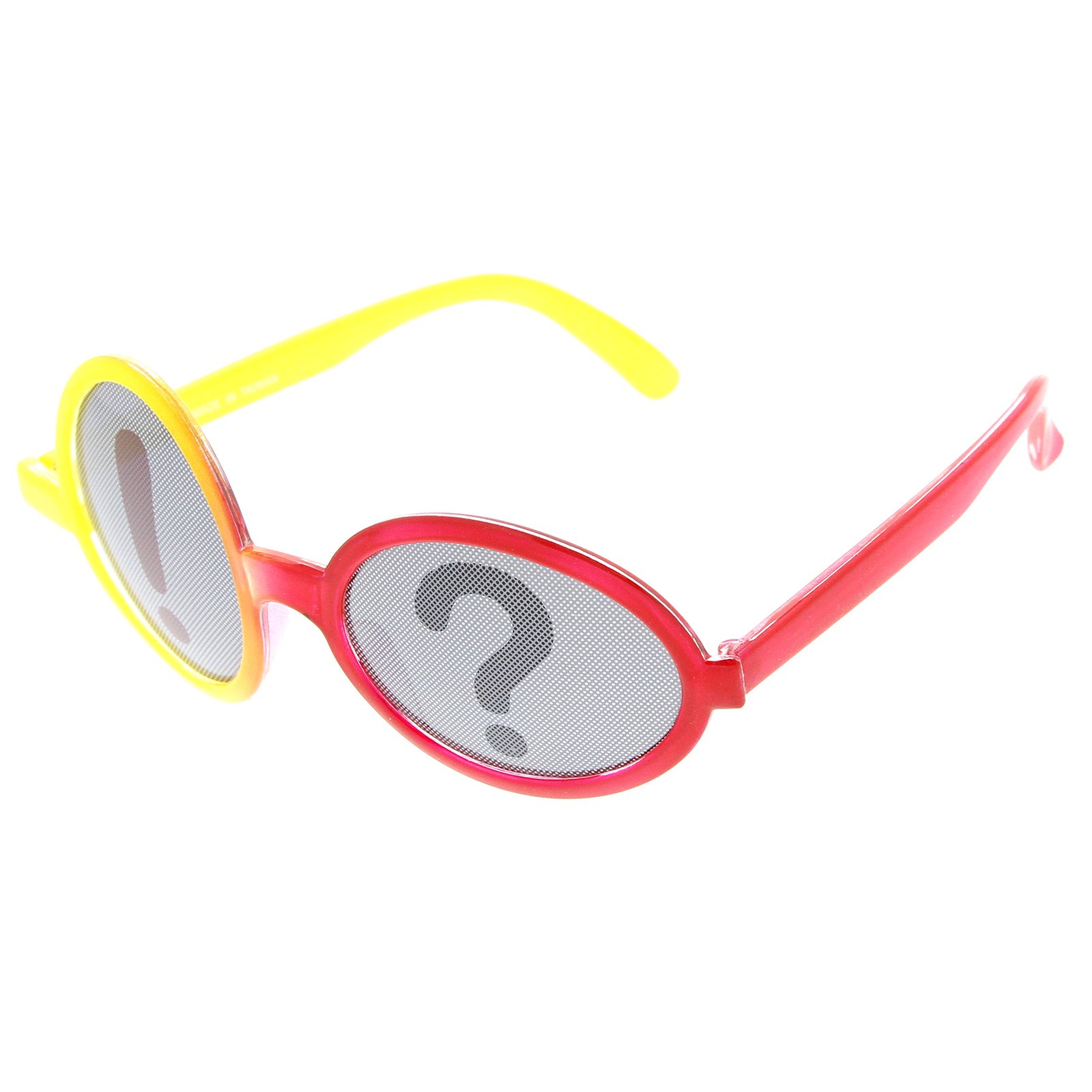 zeroUV Exclamation Question Mark Punctuation Silly Party Novelty Glasses (Yellow-Red Smoke)
