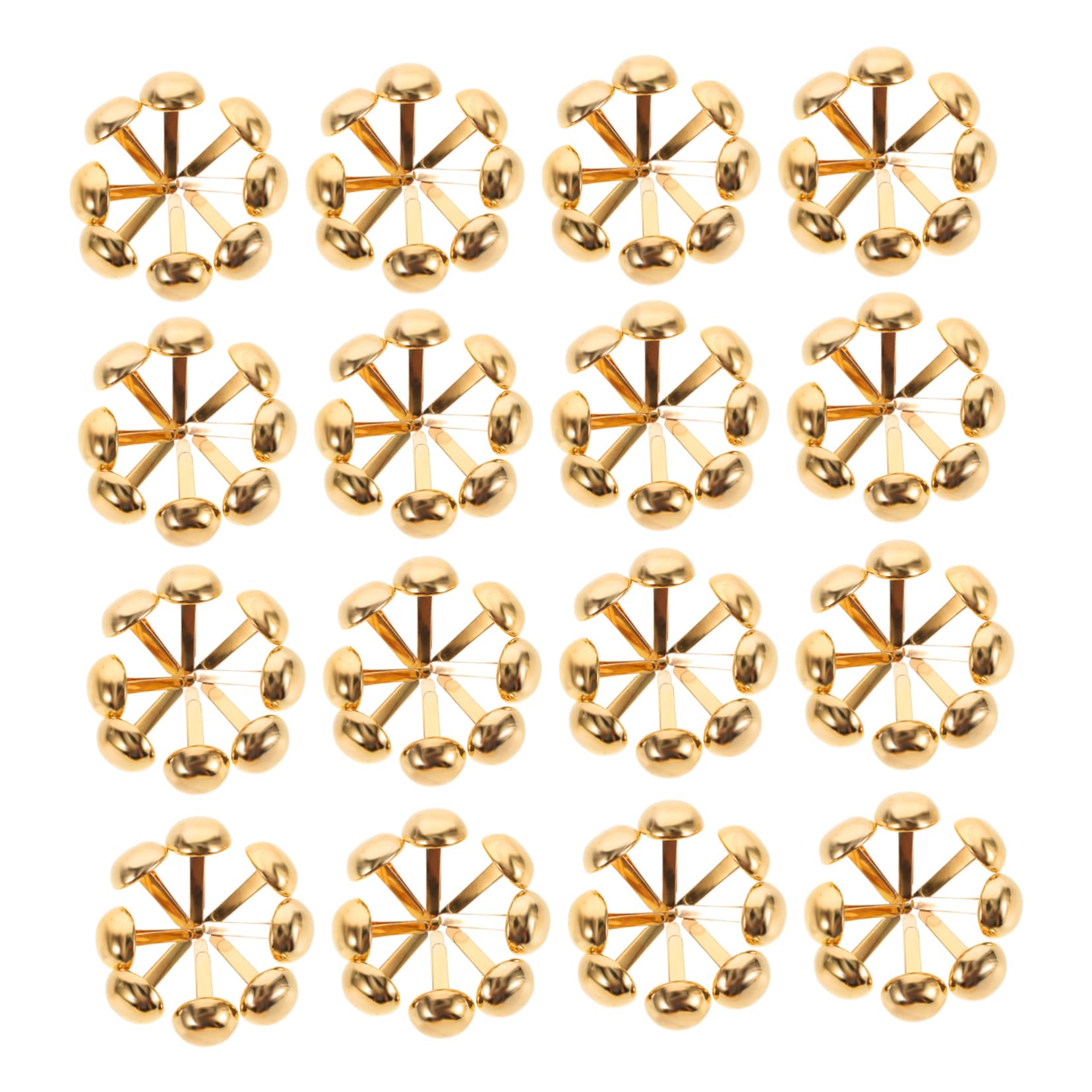 jojofuny 100pcs Mushroom Nails Mini Round Brads Fastener Scrapbook Paper Pins for Crafts Decorative Head Brad Nails Craft Pins Split Pins Crafting Supplies Golden Iron