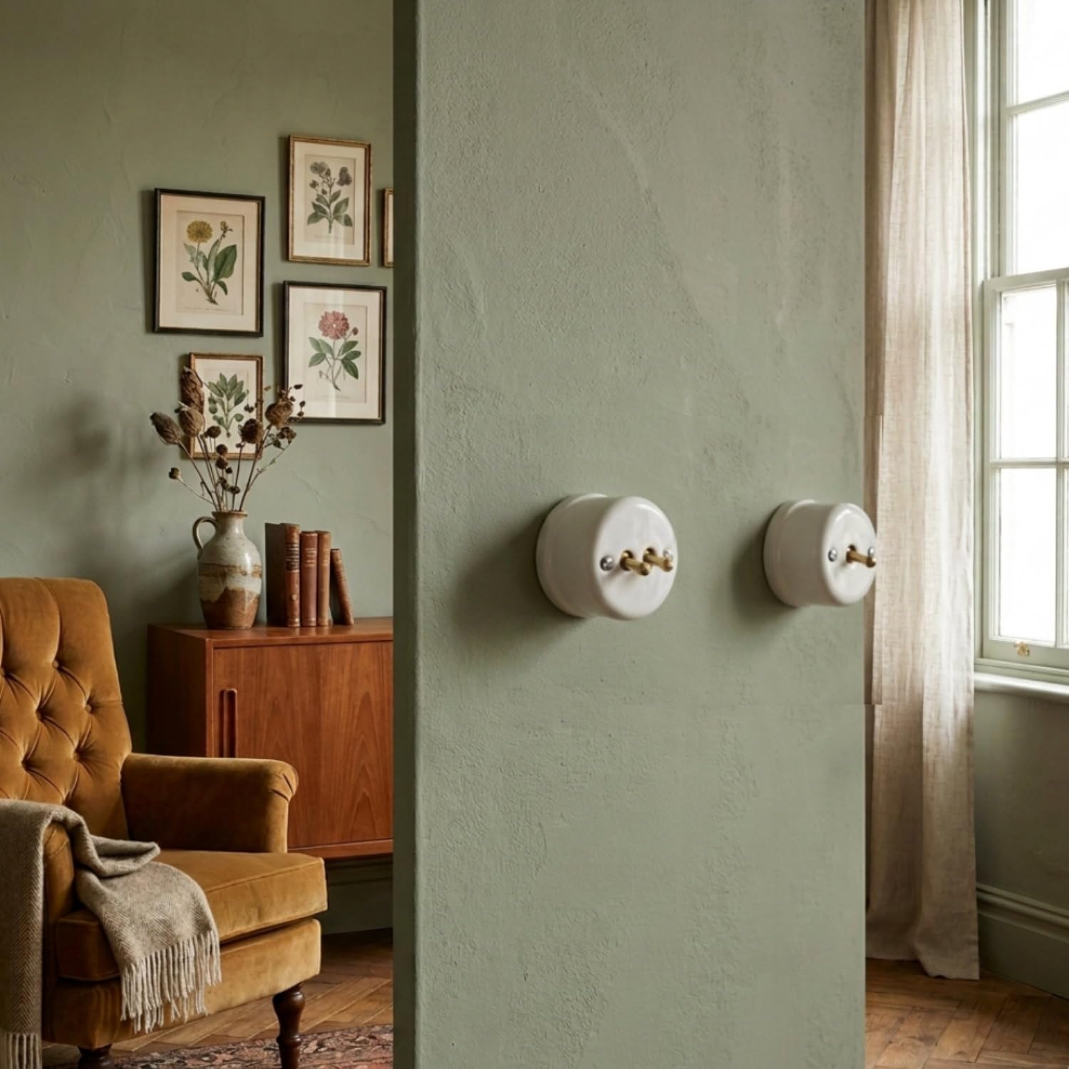 Aufputz Porzellan Retro Toggle Brass Doppelschalter, All-in-One, Serie QR1 weiß