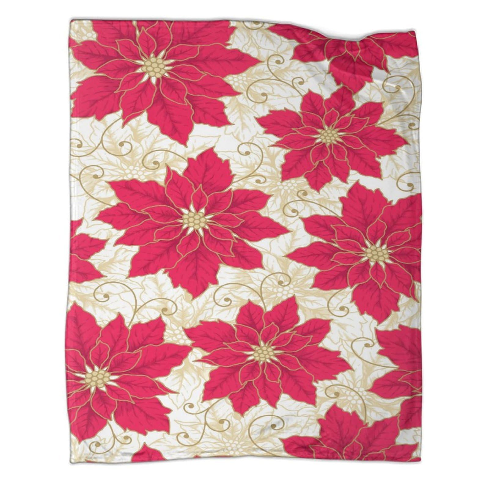 Manta de Navidad 3D Impresa Ponsettia Microfibra Decoración Hogar Manta Floral Navideña Suave Cálida para Sofá Dormitorio 60x80inch(150x200cm)