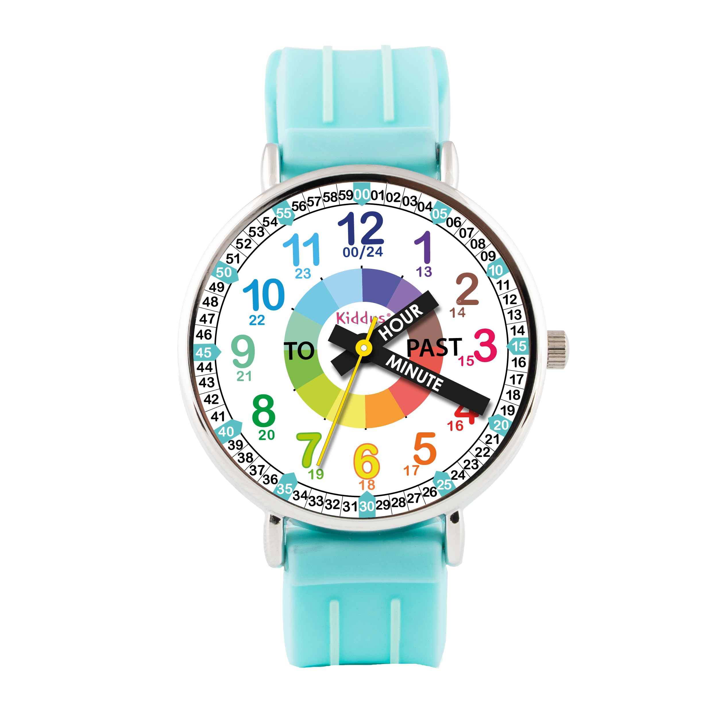 Kiddus Reloj Educativo Infantil para Niño y Niña a Partir de 5 Años, Sumergible 5ATM, Reloj Analógico para Aprender la Hora, Mecanismo Japonés