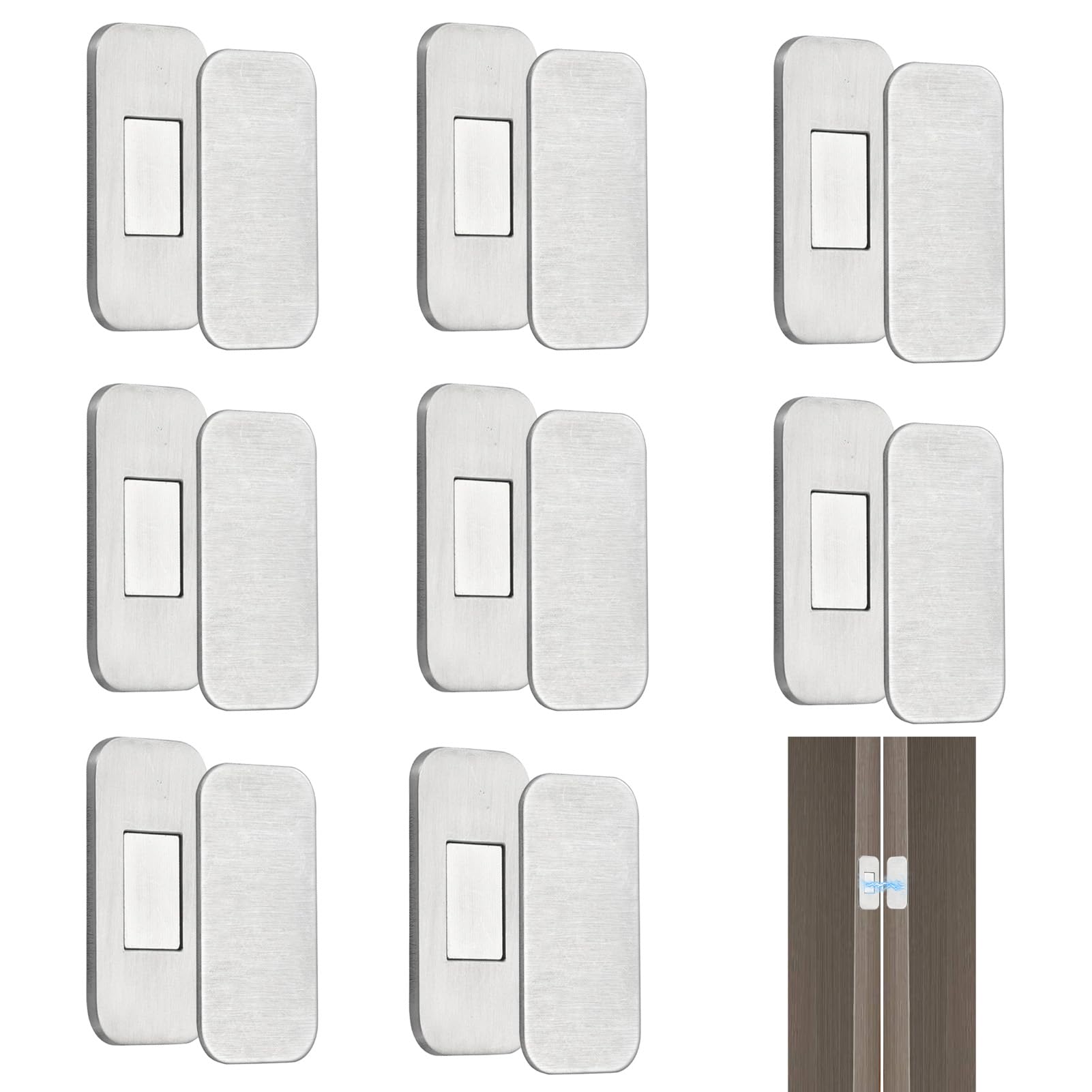8 Pairs Magnetic Cabinet Locks, Strong Adhesive Cabinet Door Magnets for Secure Closure, No-Drill Magnetic Catch Set for Kitchen, Wardrobe, Closet Drawers, Cabinet Locking Solution