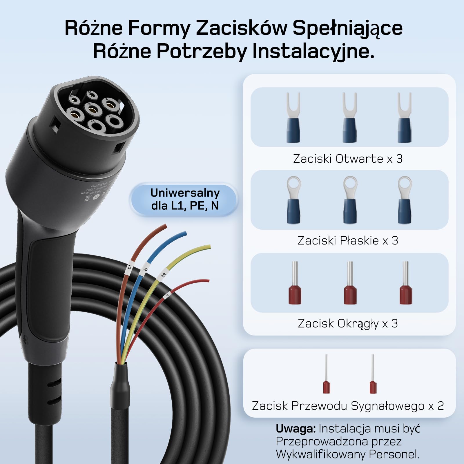 dé Kabel do ładowania typu 2 otwarty koniec 7 kW [1-fazowy | 20 m | 32 A] wolny koniec kabla do Wallbox/stacji ładującej, kabel zastępczy