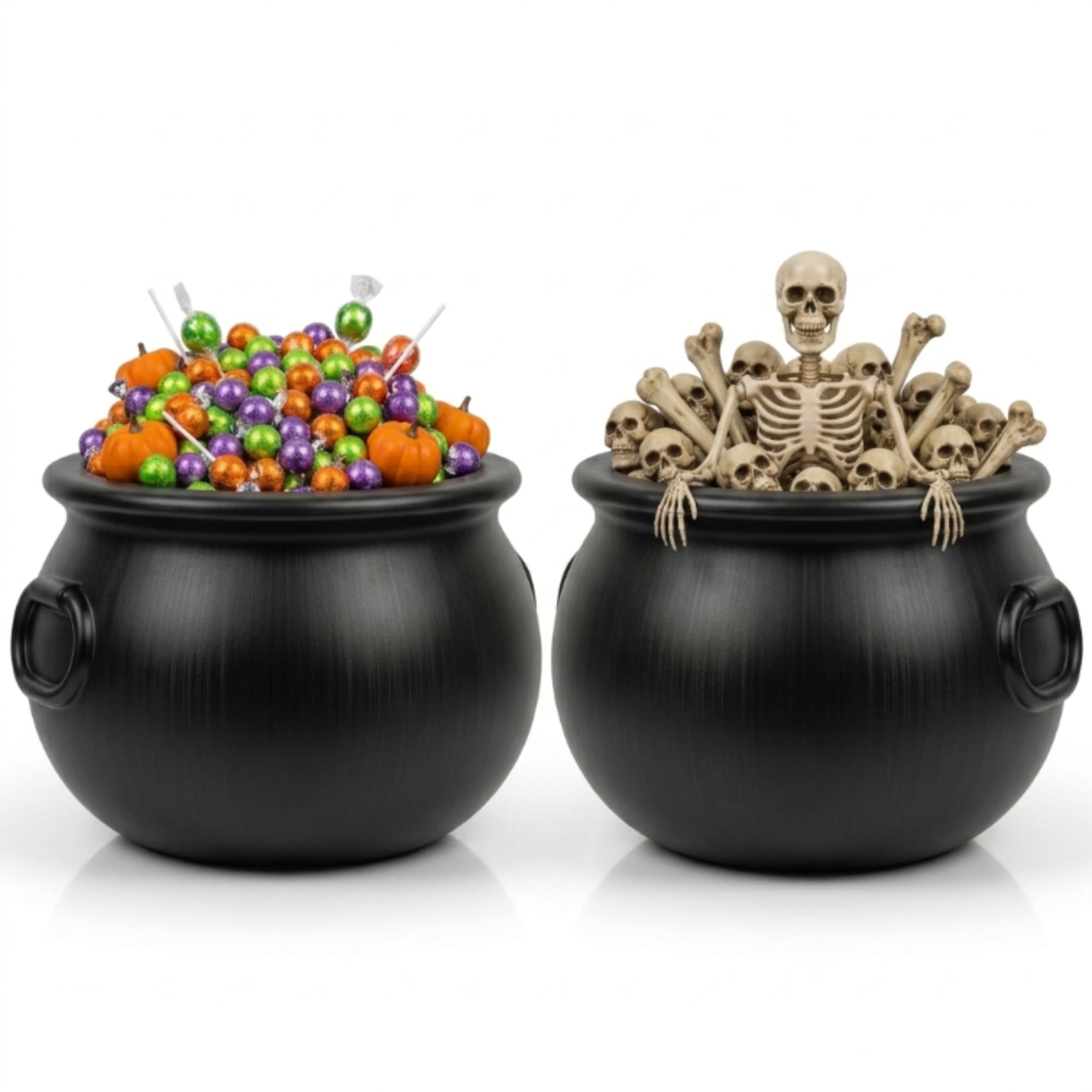 PMU 2 Pcs Large Halloween Cauldron 18" Big Witch Plastic Cauldron bowl Black, For Halloween Decor