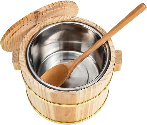 Miniatura 9 de 1 juego barril de arroz barril oke arroz sashimi bandeja de arroz cuencos de arroz vapor chino bañera de arroz japonés sauna cubo de arroz plato de