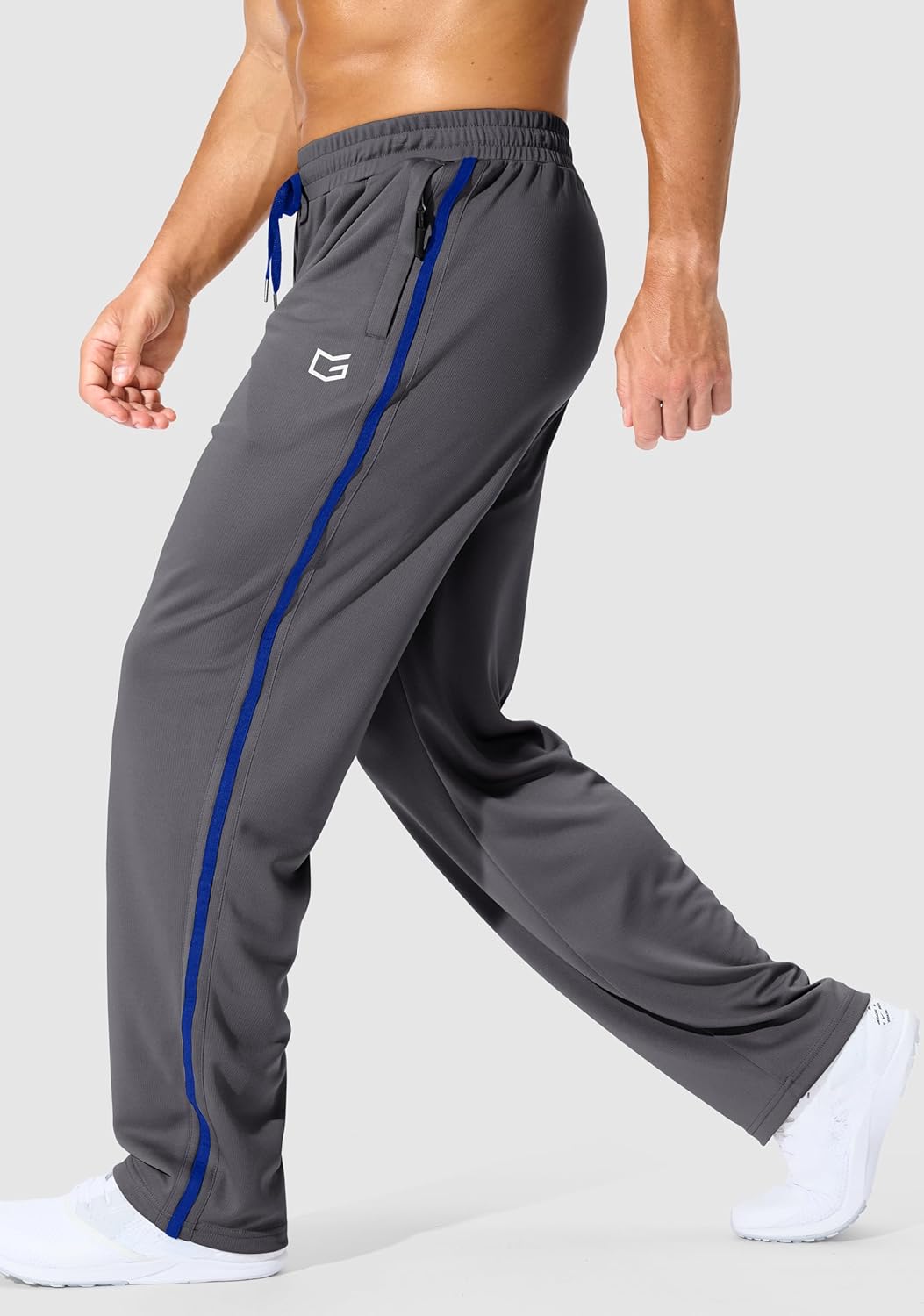 G Gradual Men's Athletic Sweatpants with Zipper Pockets Lightweight Quick Dry Mesh Workout Pants Open Bottom for Casual - Image 2