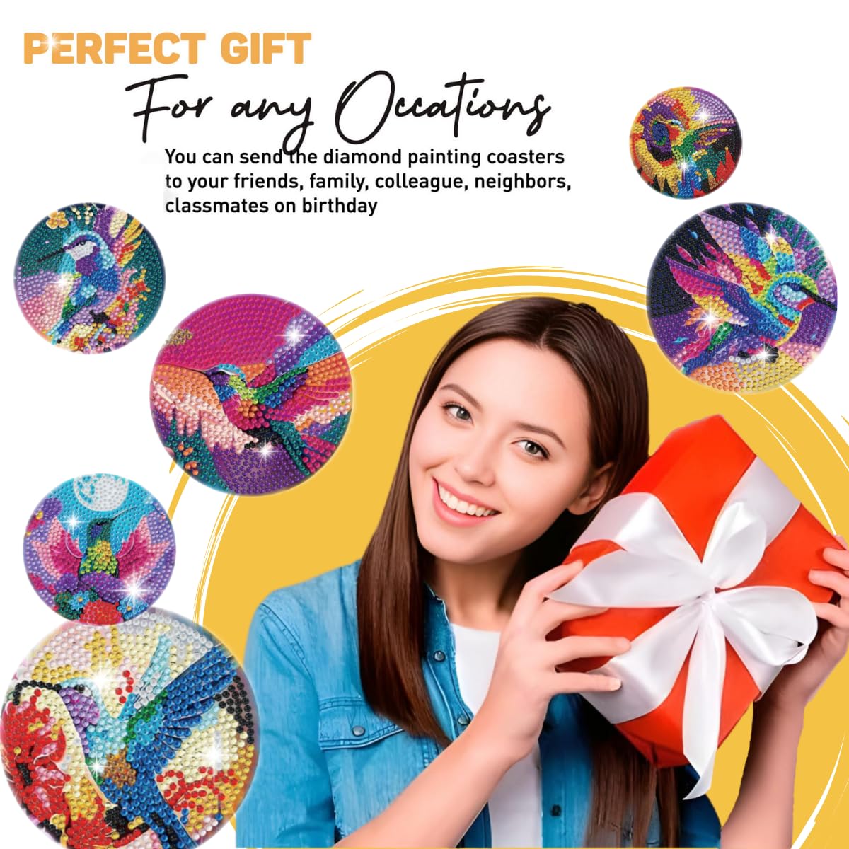 Diamond Painting Diamond Art Kits 4 Pcs Animal Coasters, Animals Diamond Art Coasters, DIY Owl Diamond Art Kits For Adults