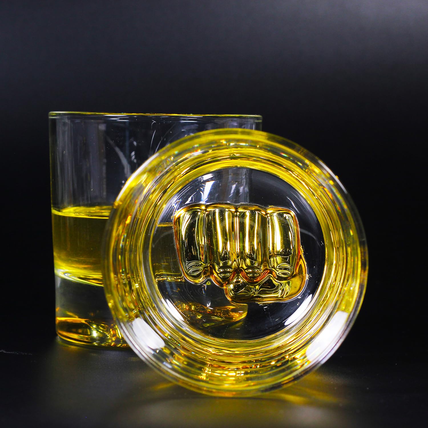 Melbify Boxing Whiskey Glass| Set of 1 | 300 ml |Premium | Unique| Big| Broad | Royal | High end| Expensive| Golden Plated Whiskey Glass| Whiskey Glass Gift Set for Boxing Lovers
