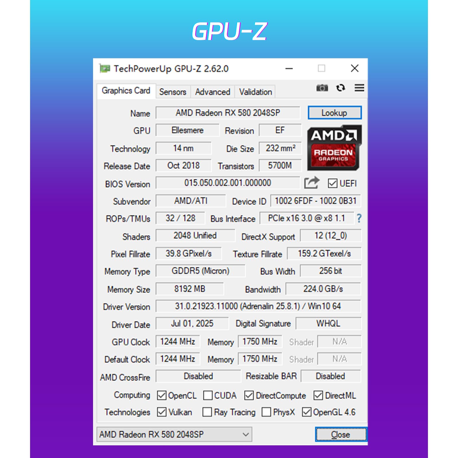 MOUGOL Scheda grafica AMD Radeon RX 580, 8 GB GDDR5 256 Bit 2048SP Scheda video per PC Gaming, HDMI/DisplayPort/interfacce DVI, PCI Express x 16 3.0, interfaccia di alimentazione a 6 pin, doppia