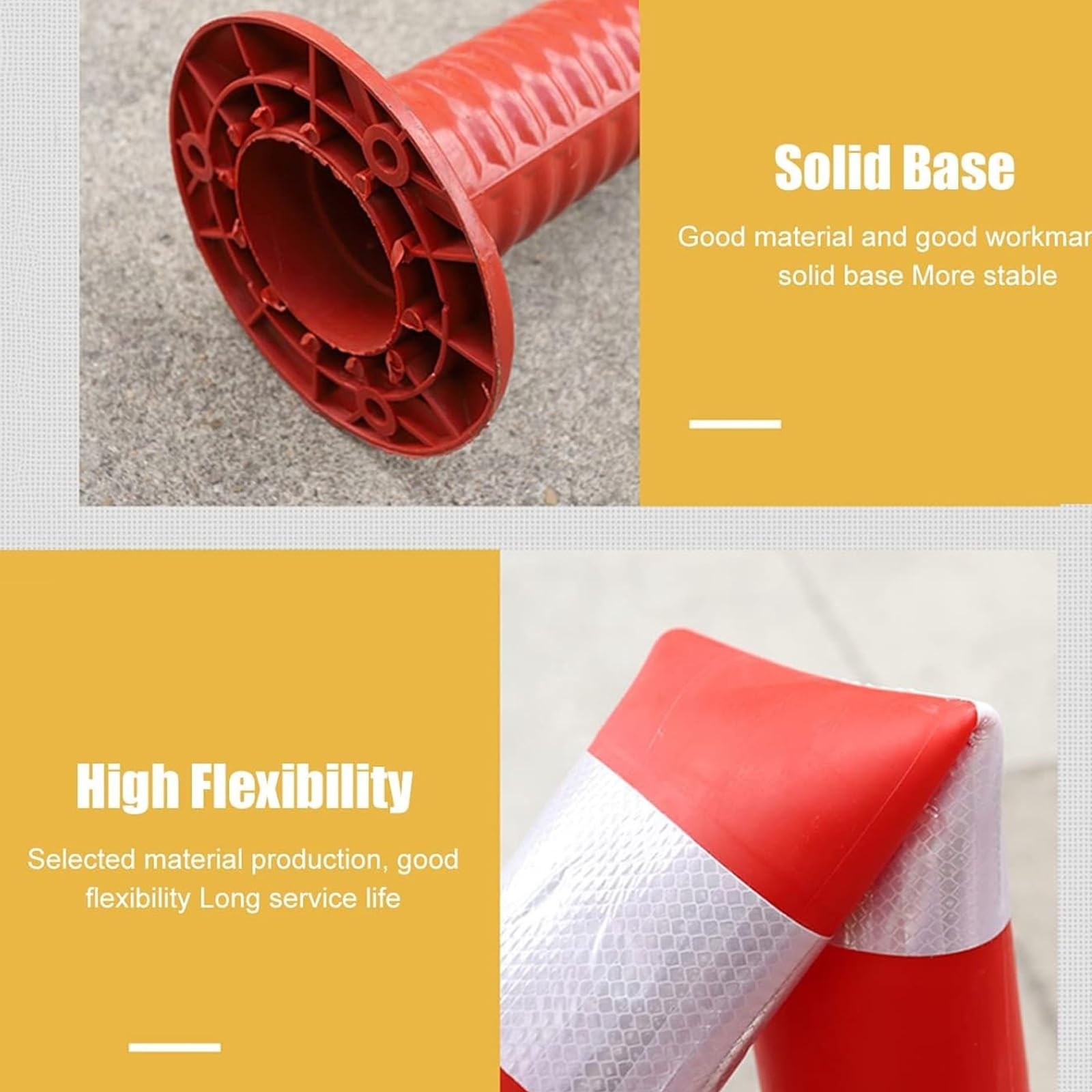 Generico Paletto di Sicurezza Resistente alle intemperie - Barriera Riflettente per marciapiedi e parcheggi, paletto di Sicurezza in plastica Resistente - Confezione da 5 (Arancione e Argento)