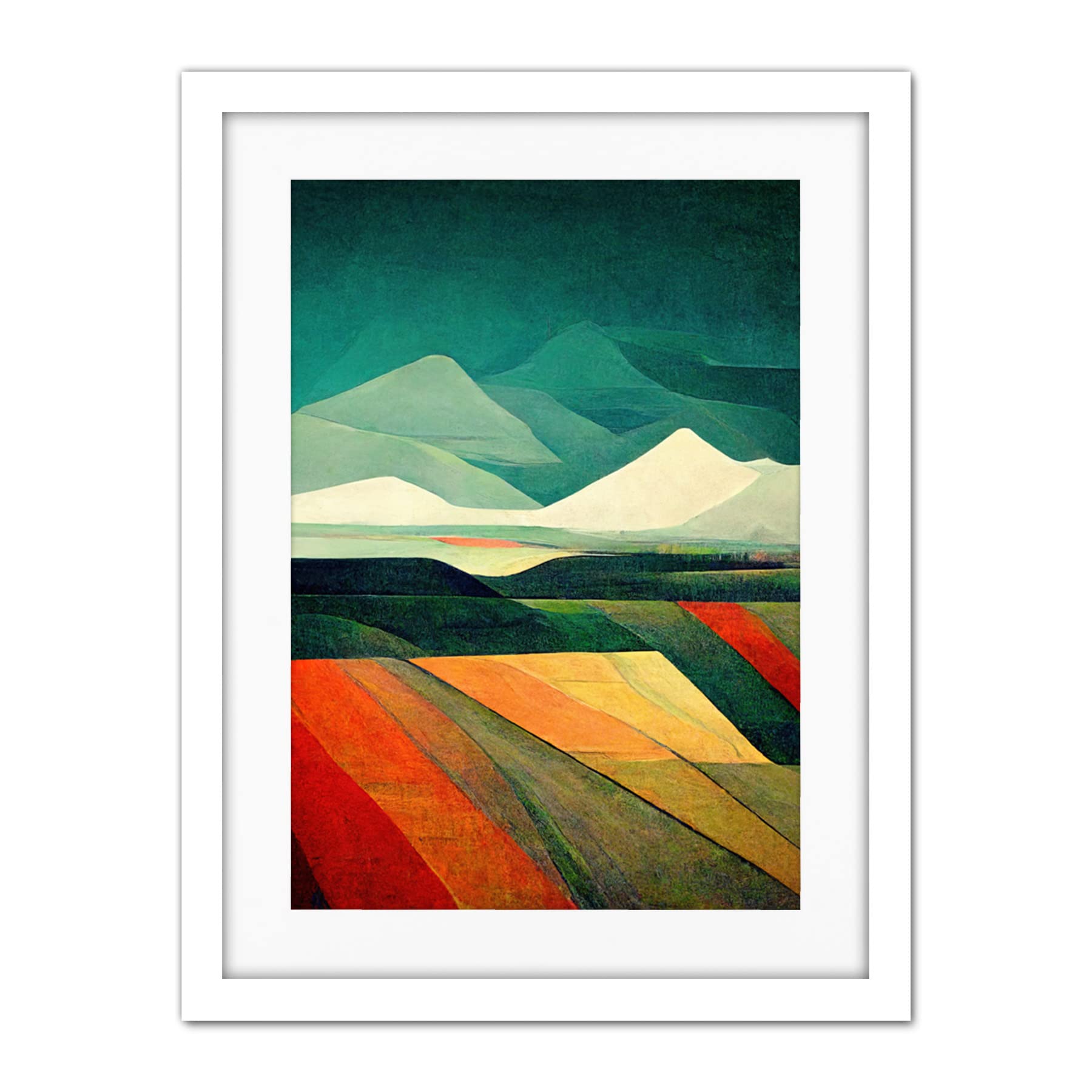 Doppelganger33 LTD Modern Semi-Abstract Colourful Landscape Artwork Framed Wall Art Print 18X24 Inch