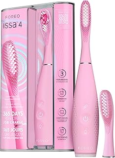 FOREO ISSA 4 Electric Toothbrush – 4-in-1 Rechargeable with Extra Brush Head, Soft Bristles, Long-Lasting Use, Gentle Cleaning - Pearl Pink