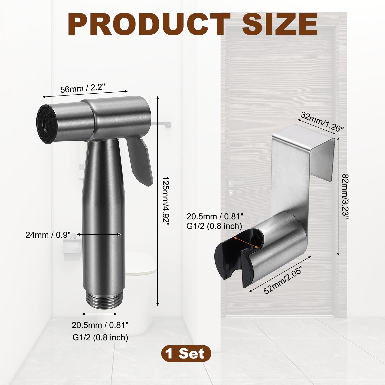 METALLIXITY Nebulizzatore portatile per bidet con supporto per G1/2 3,5"