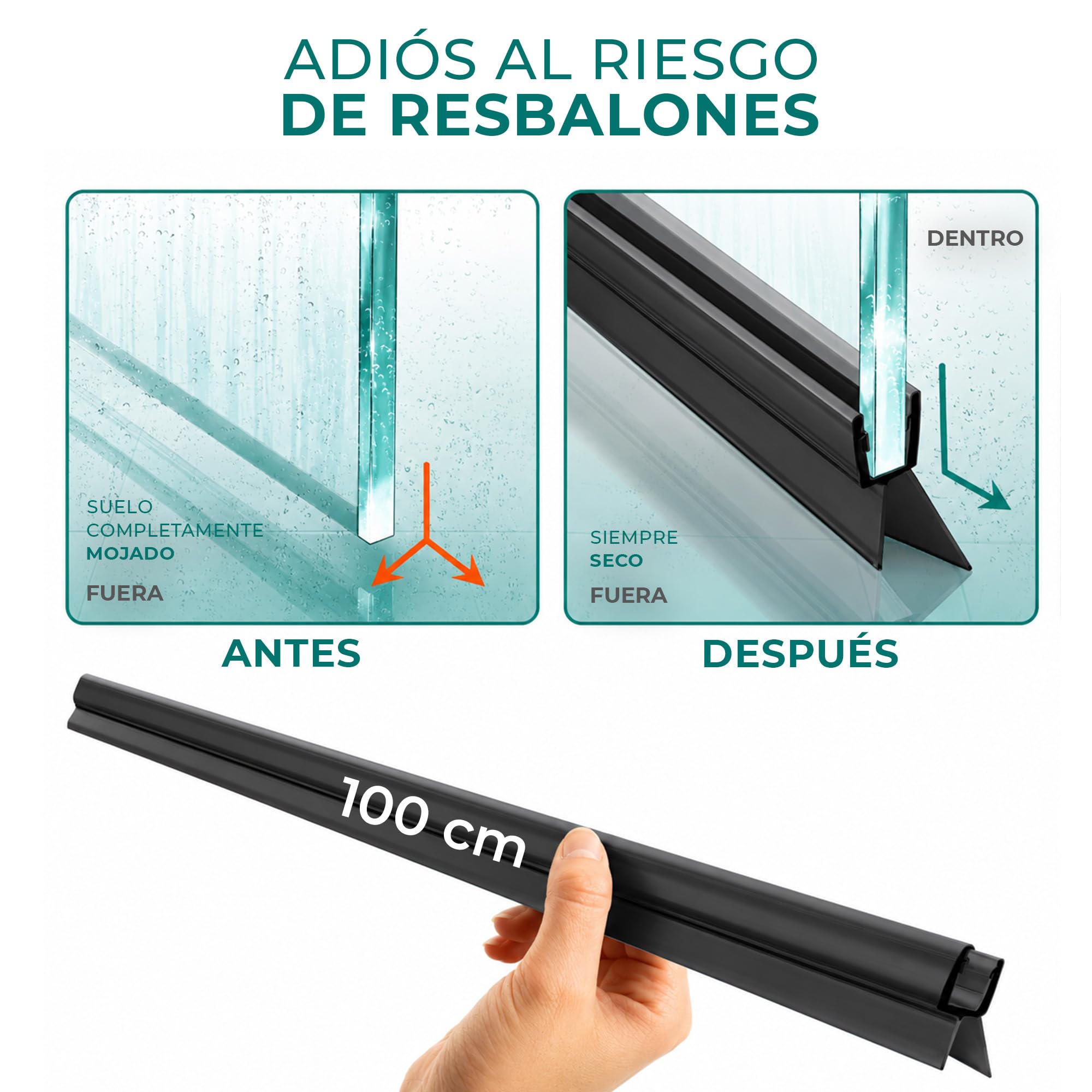 Meisterfaktur Goma Mampara Ducha [2x] – Junta de Sellado para Puerta de Cristal de 6, 7 y 8 mm