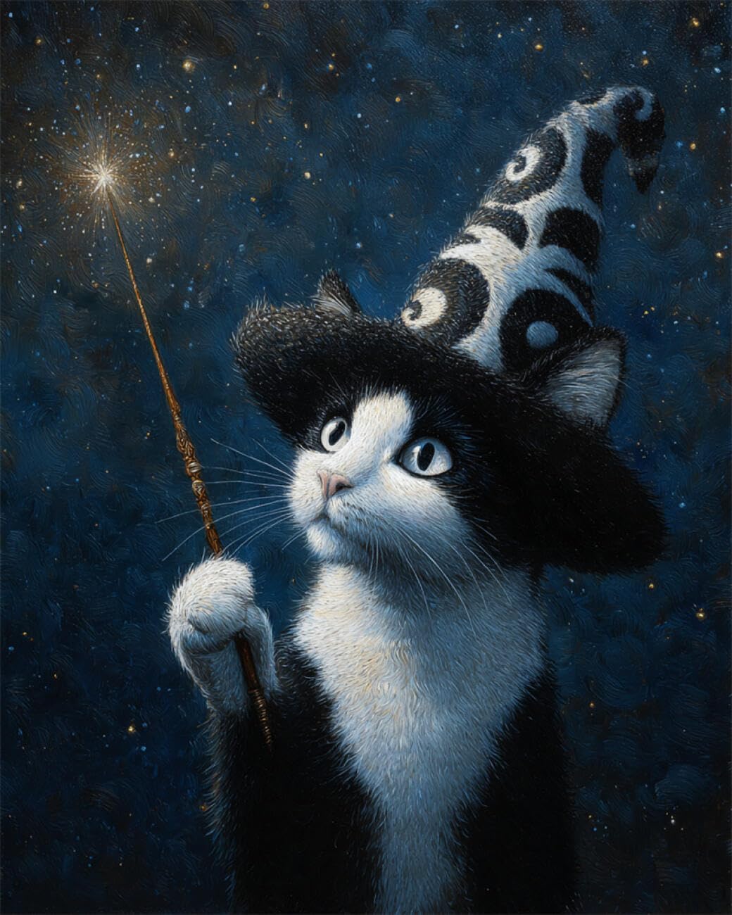 AYAOYANGGO Animal DIY Beading Embroidery Kit Fantasy Cat Beadwork Craft Kit for Beginners,Needlework Set,Preprint Pattern Decor Wall Art 50x60cm