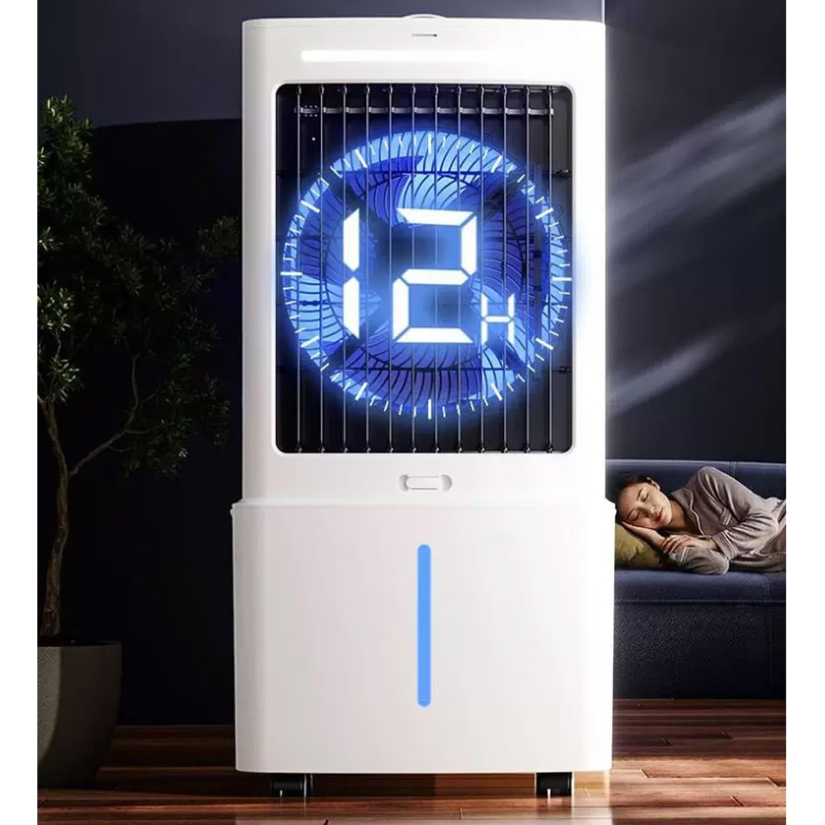 Enfriador de Aire Portátil Eficiente para el Hogar, Climatizador Evaporativo 25L, Área Aplicable 25m², Flujo de Viento a 10m, Blanco