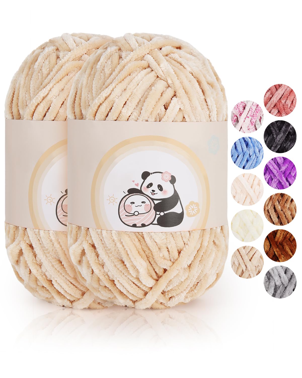Aeelike 200g Chenille Garn zum Häkeln, Weich Chunky Chenille Fluffy Yarn, Flauschige Samt Velvet Chenille Wolle zum Stricken, Warme Plüschwolle für Mützen, Schals, Decken, Kamel