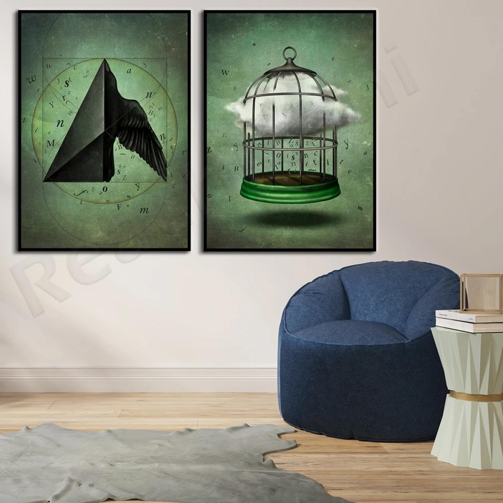 LMAIWANG Dekoracja wiedźmy, plakat Szekspira inspirowany burzą i kompletną dekoracją domu, 60 x 80 cm x 2, bez ramy