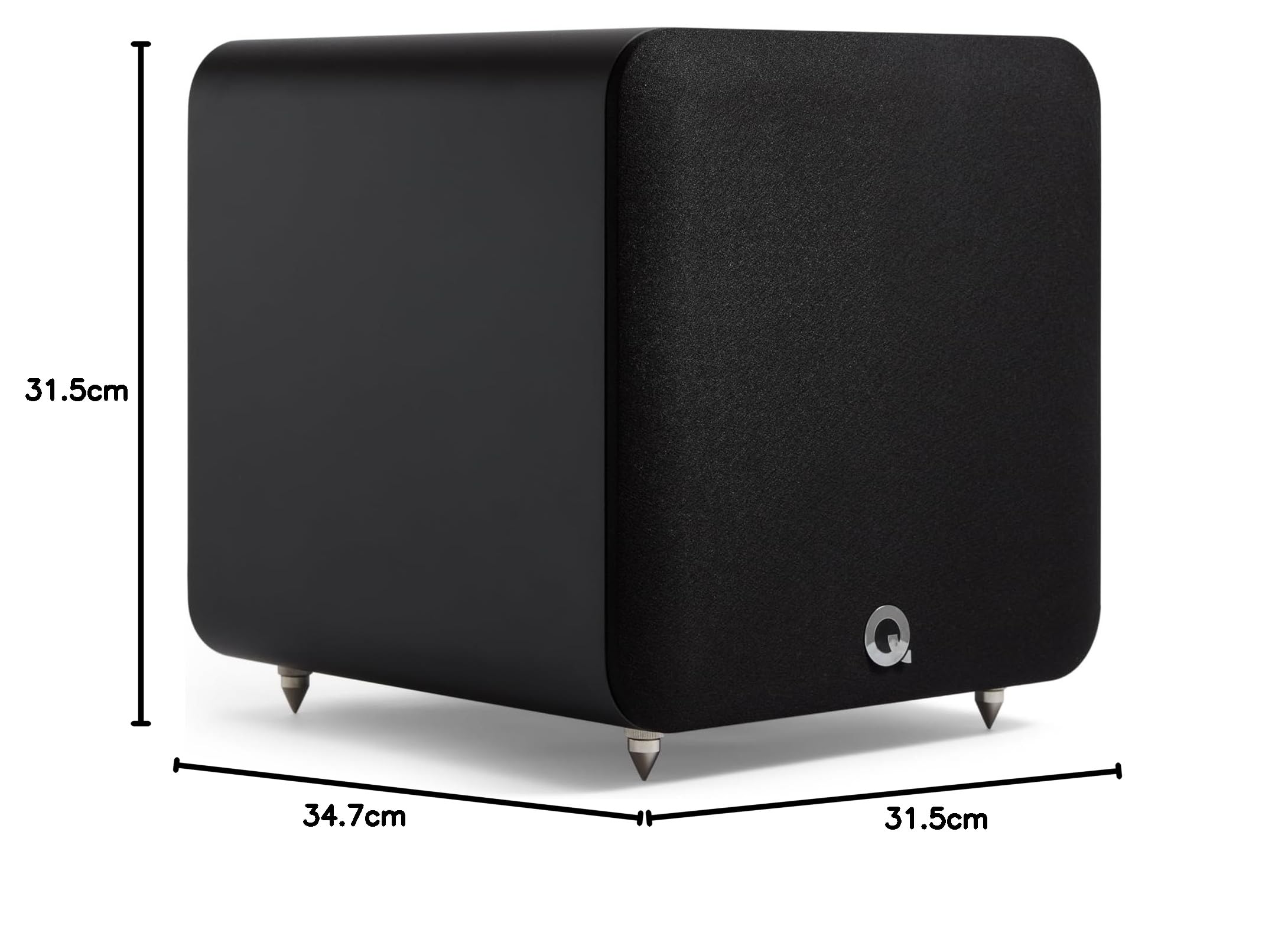 Q Acoustics Q SUB80 Subwoofer, controlador de graves de 8 pulgadas, carcasa deflectora infinita con amplificador de potencia máxima de 400 W para sistemas de cine en casa (negro satinado)
