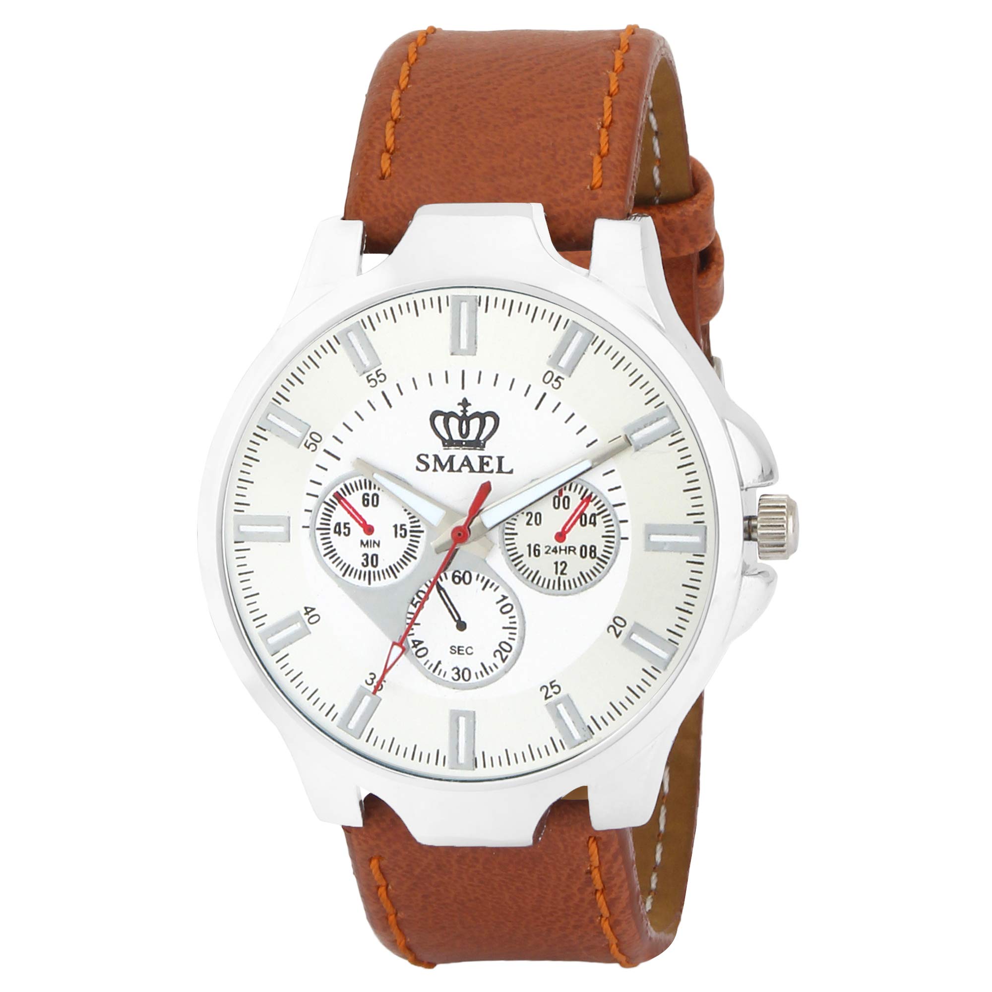 SMAEL Exclusive Quartz Movement Brown Leather Strap White Dial Analogue Mens and Boys Wrist Watch (CSM13) (B07MBN4CHX) Amazon Price History, Amazon Price Tracker