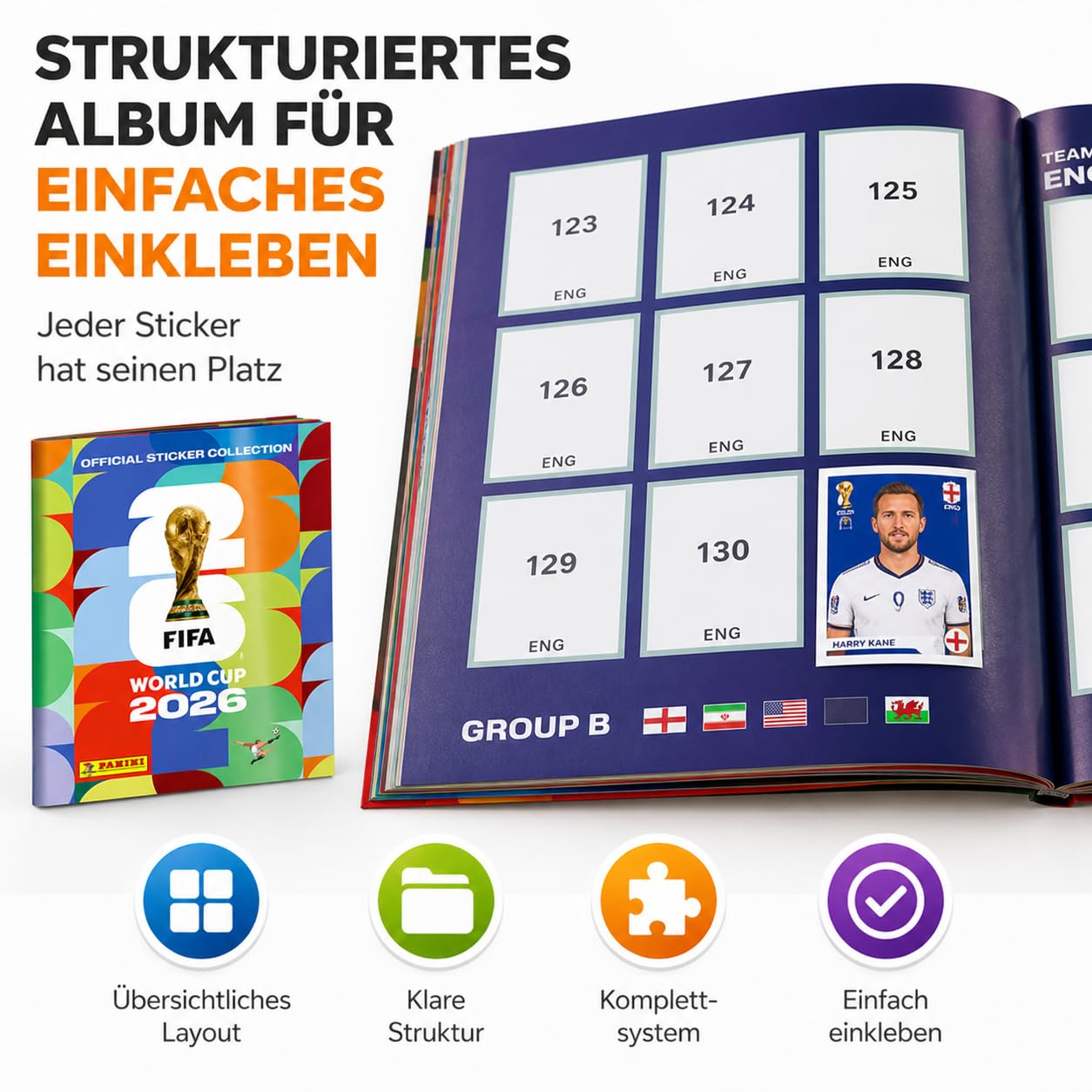 TK Gruppe Timo Klingler Panini WM 2026 XXL Set - Album & Sticker - Spielplan, Stickeralbum - zum Sammeln Fußball Weltmeisterschaft 2026 (Sammelalbum)