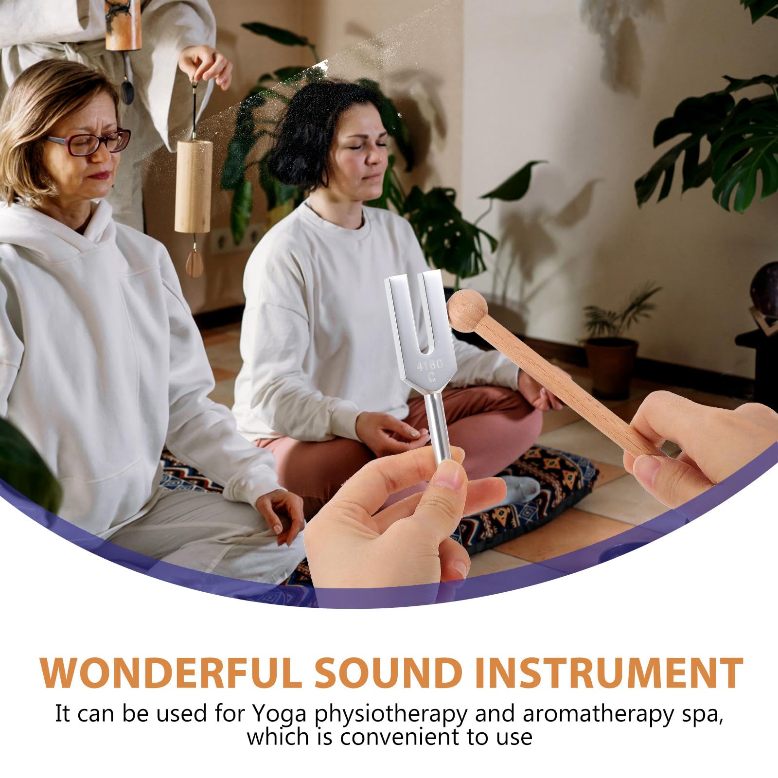 VICASKY Set di 5 Diapason Accessori Musicali in Lega di Alluminio Argento con Martello e Borsa per Chakra e Test di Conduzione Ossea per Chitarra e Ossa