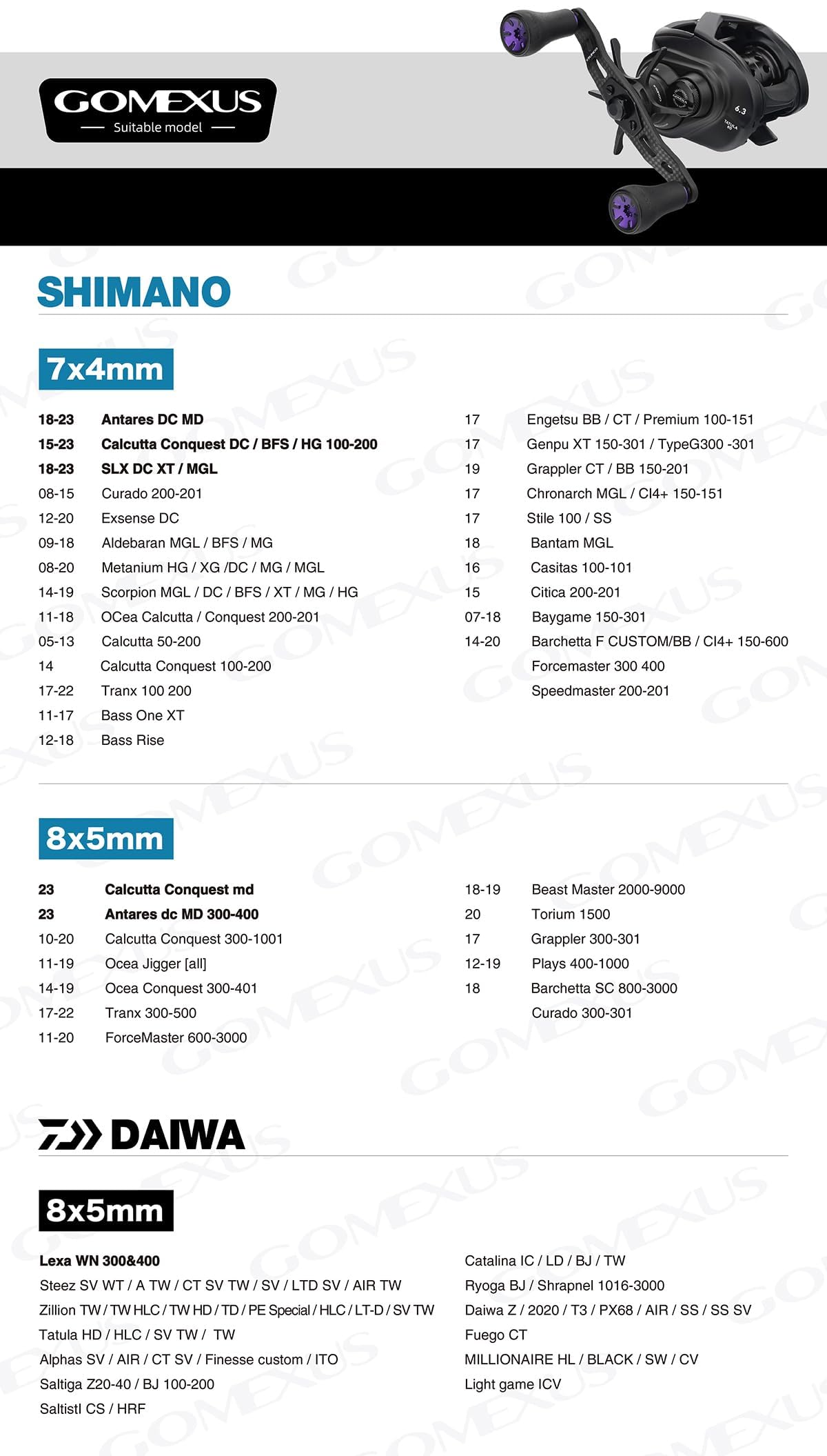 GOMEXUS Pesca Potencia Mango Compatible para Shimano Daiwa Carretes Baitcasting Mango de Repuesto