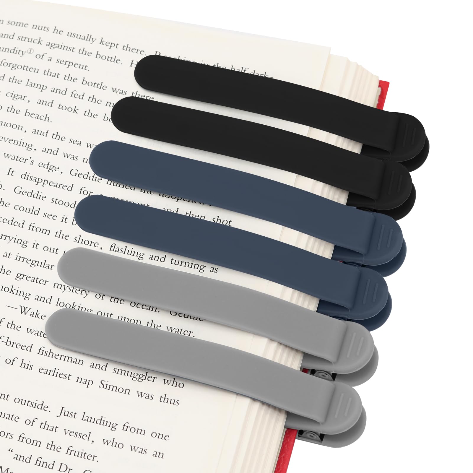 SMUK 6pcs Automatic Bookmark, Unique Silicone Bookmark Book Markers for Women Men Girls Reading Lovers Teachers, Book Clip Page Keeper Gifts â image 1