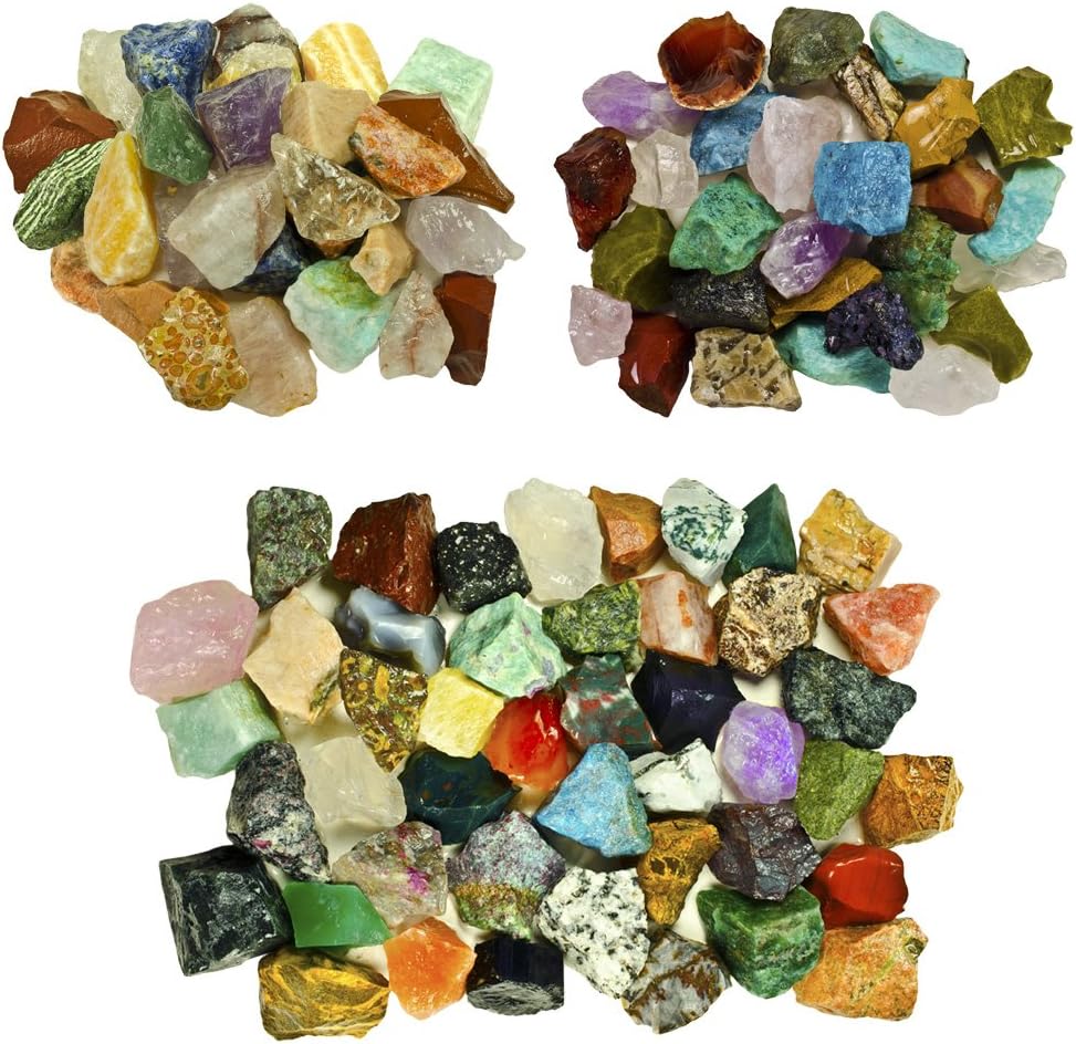 Fantasia Materials: 3 lb Premium World Stone Mix (LARGEST VARIETY ON AMAZON) from Asia, Brazil and Madagascar! Bulk Rough Raw Natural Crystals & Rocks for Tumbling, Polishing, Wire Wrapping, Reiki