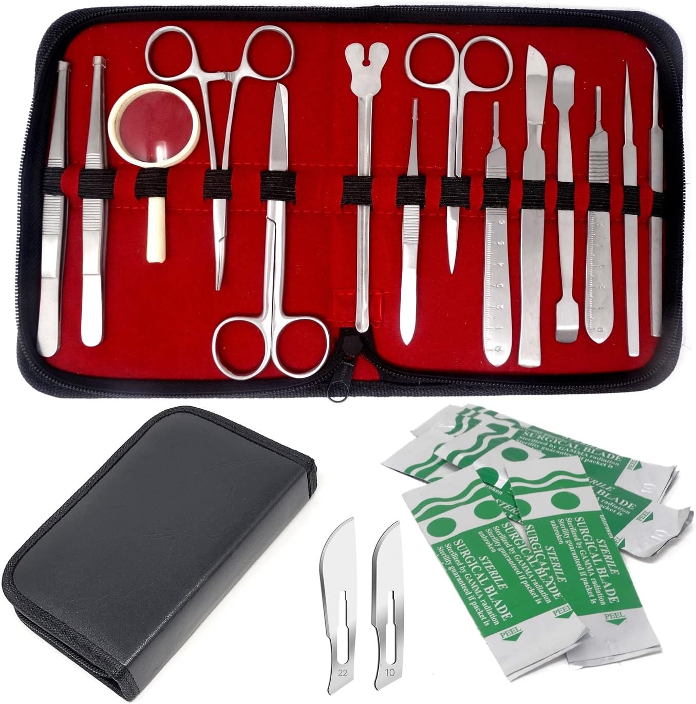 34 Pieces Advanced Dissection Kit Biology Lab Anatomy Dissecting Kit Set for Educating Medical Students and Veterinary with Stainless Steel Knife Handle Blades