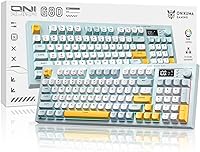 ONIKUMAGAMING Wireless Membrane Keyboard: Rainbow RGB Backlight, 3-Mode BT/2.4G/USB-C, LCD Screen, Knob, 200H Battery, 94-Key PBT Quiet Typing