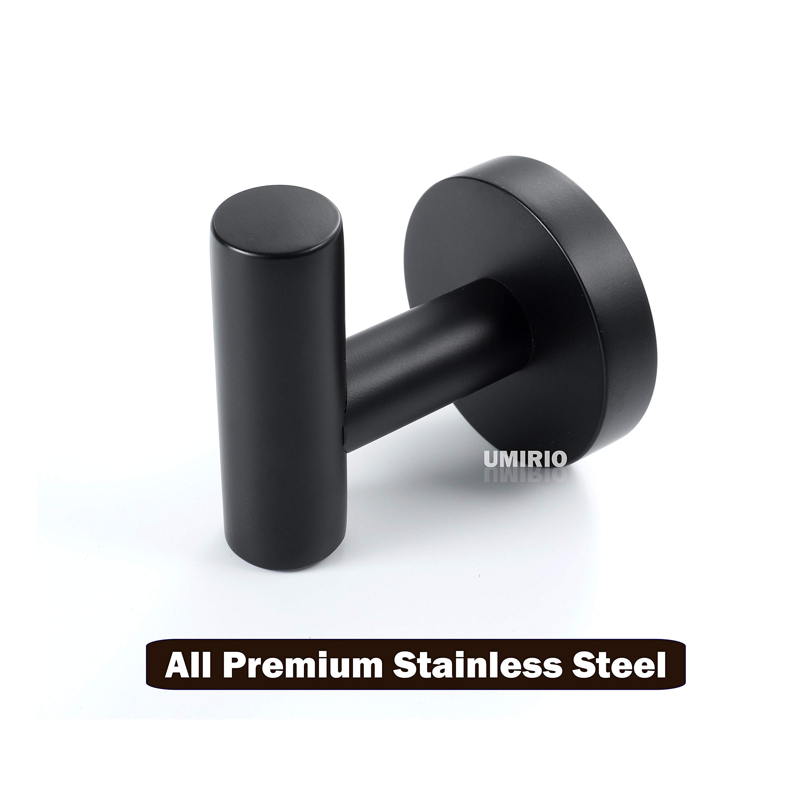 Ganchos para toallas de baño, color negro mate, de acero inoxidable, para colgar en la pared, 2 unidades