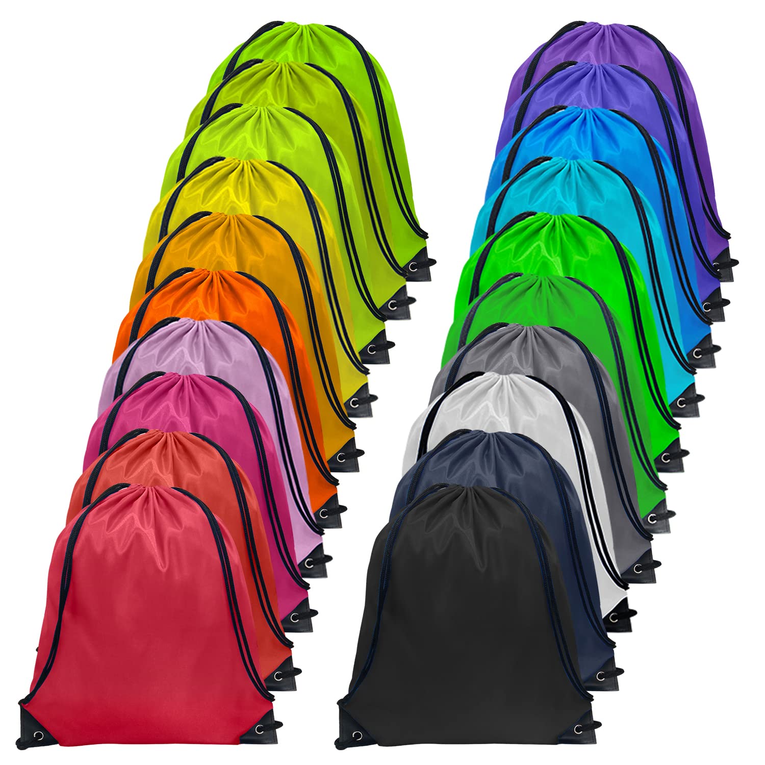 GoodtoU Drawstring Bags Bulk, 40 Pcs Draw String Bags Nylon Cinch Bag Gym Backpack String Bag Backpack, 20 Colors