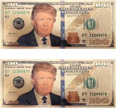 blinkee Two Pack 100 USD President Donald Trump Collectible Gold Plated Fake Bank Note