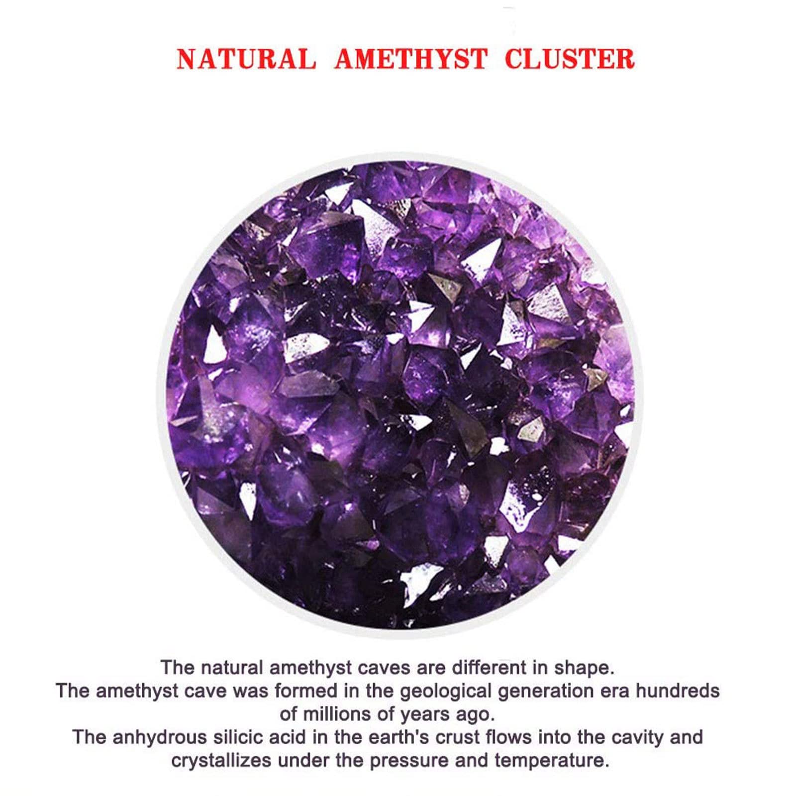 Piedra de gema púrpura de geoda de cristal de amatista natural, escultura de piedras preciosas de piedra de cuarzo de racimos for la decoración del hogar, piedras asombrosas de cristal de racimo de Ur